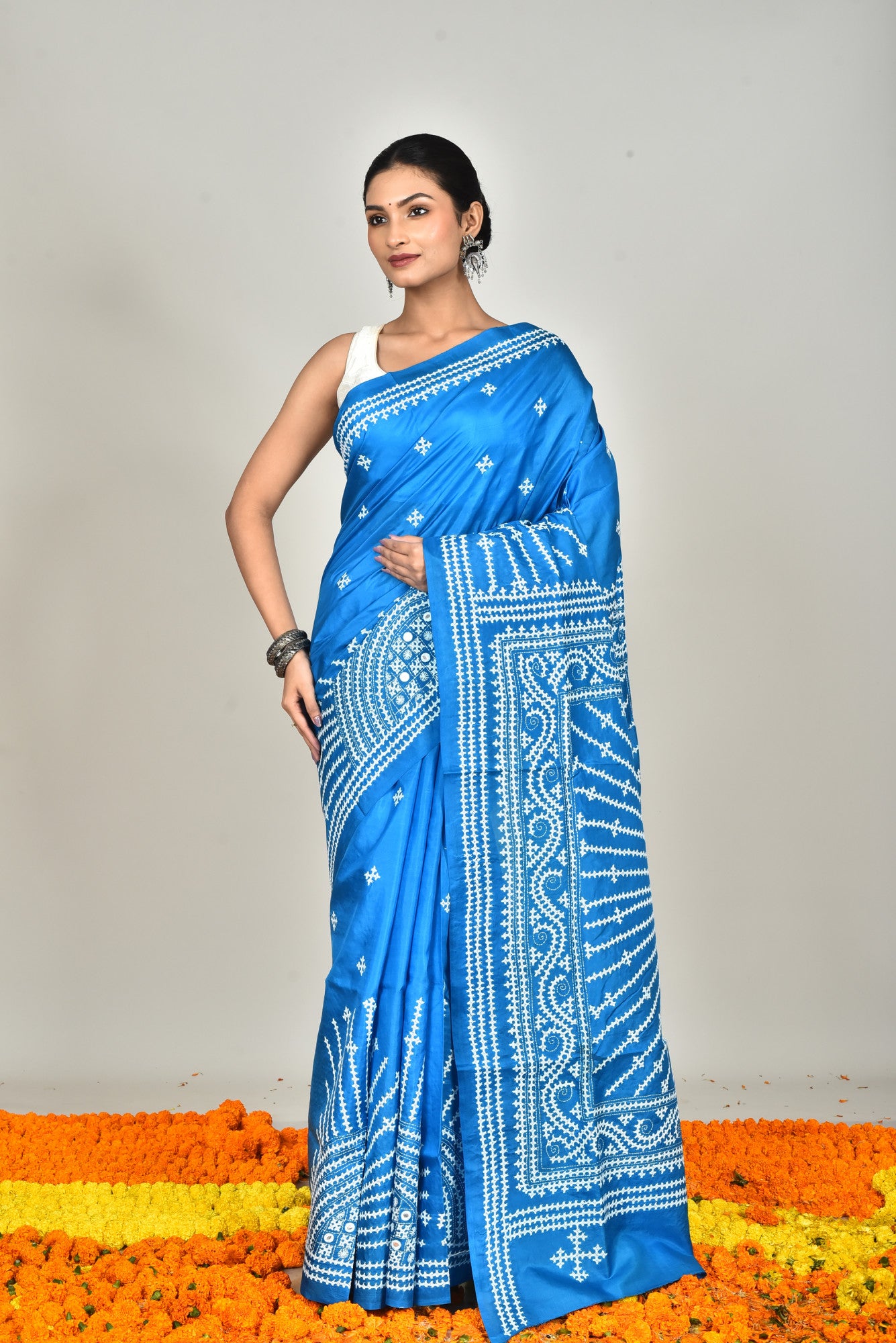BANGALORE SILK GUJRATI STITCH SAREE