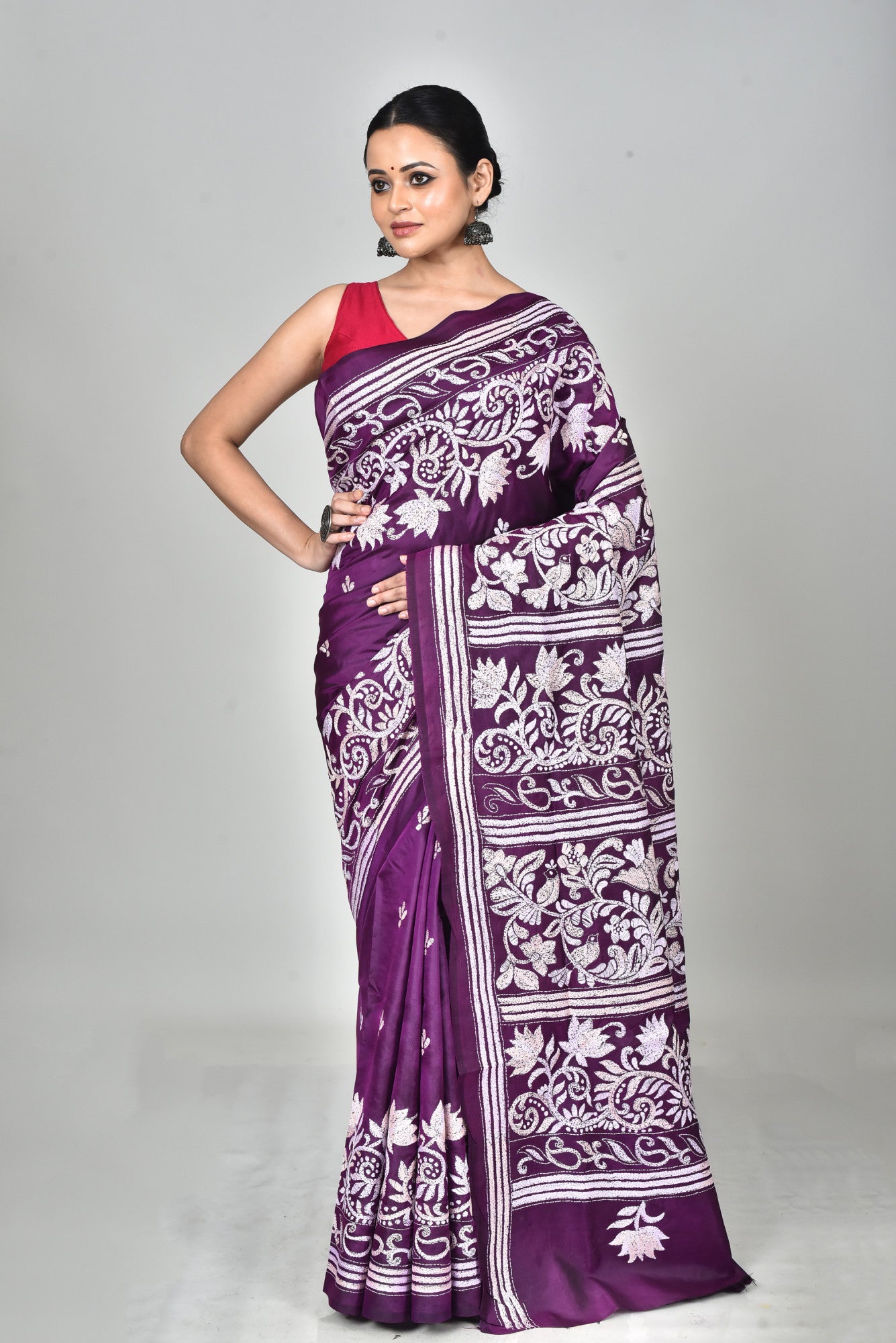 BANGALORE SILK KANTHA SAREE