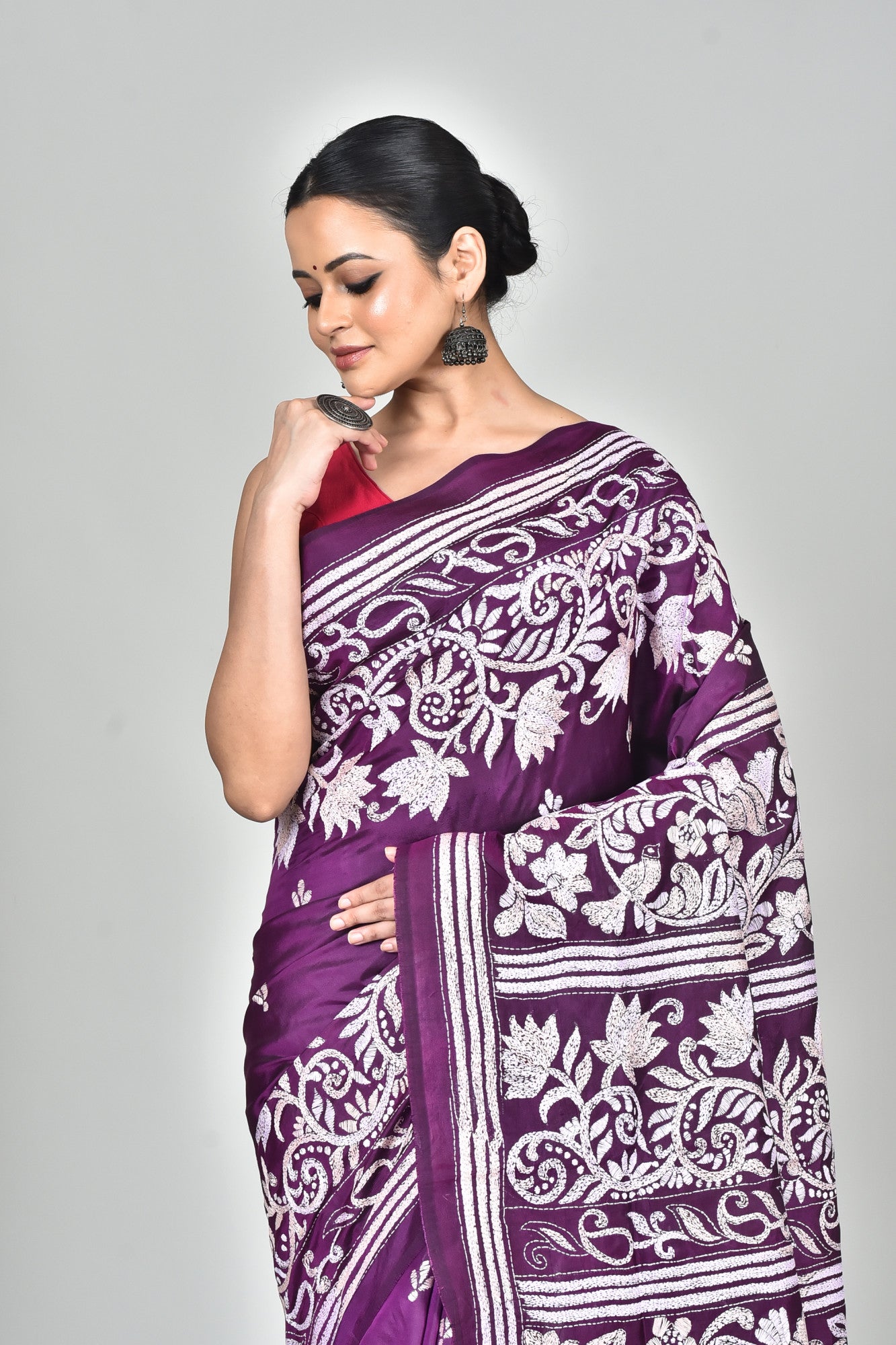 BANGALORE SILK KANTHA SAREE Thumbnail