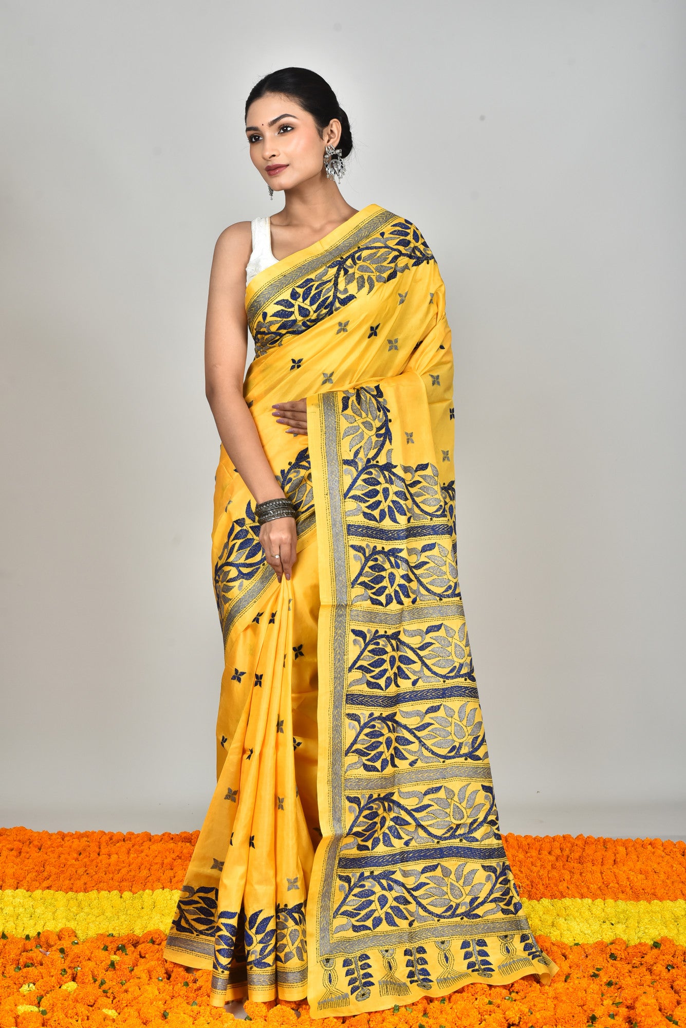 BANGALORE SILK KANTHA SAREE