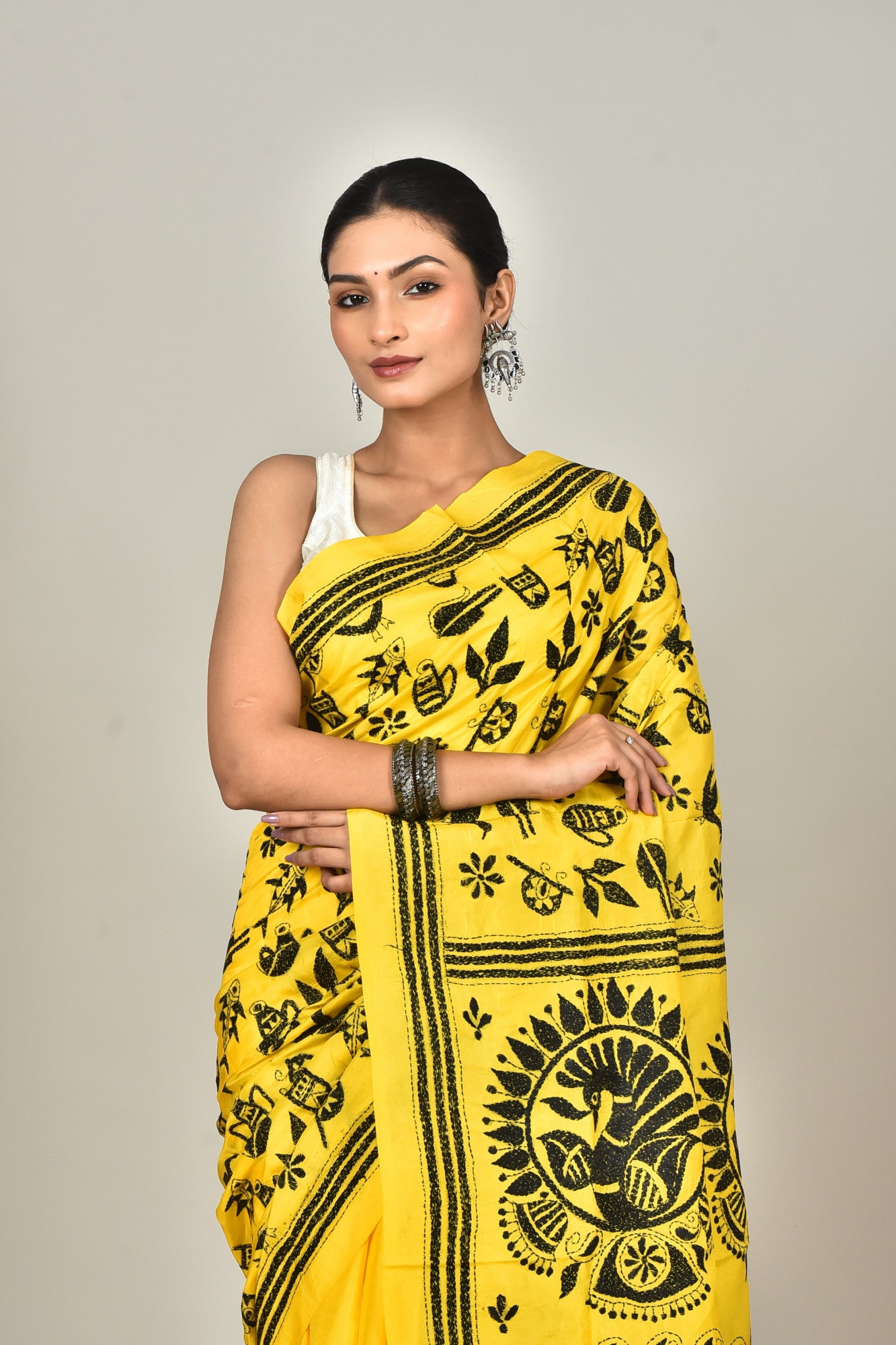 BANGALORE SILK KANTHA SAREE Thumbnail