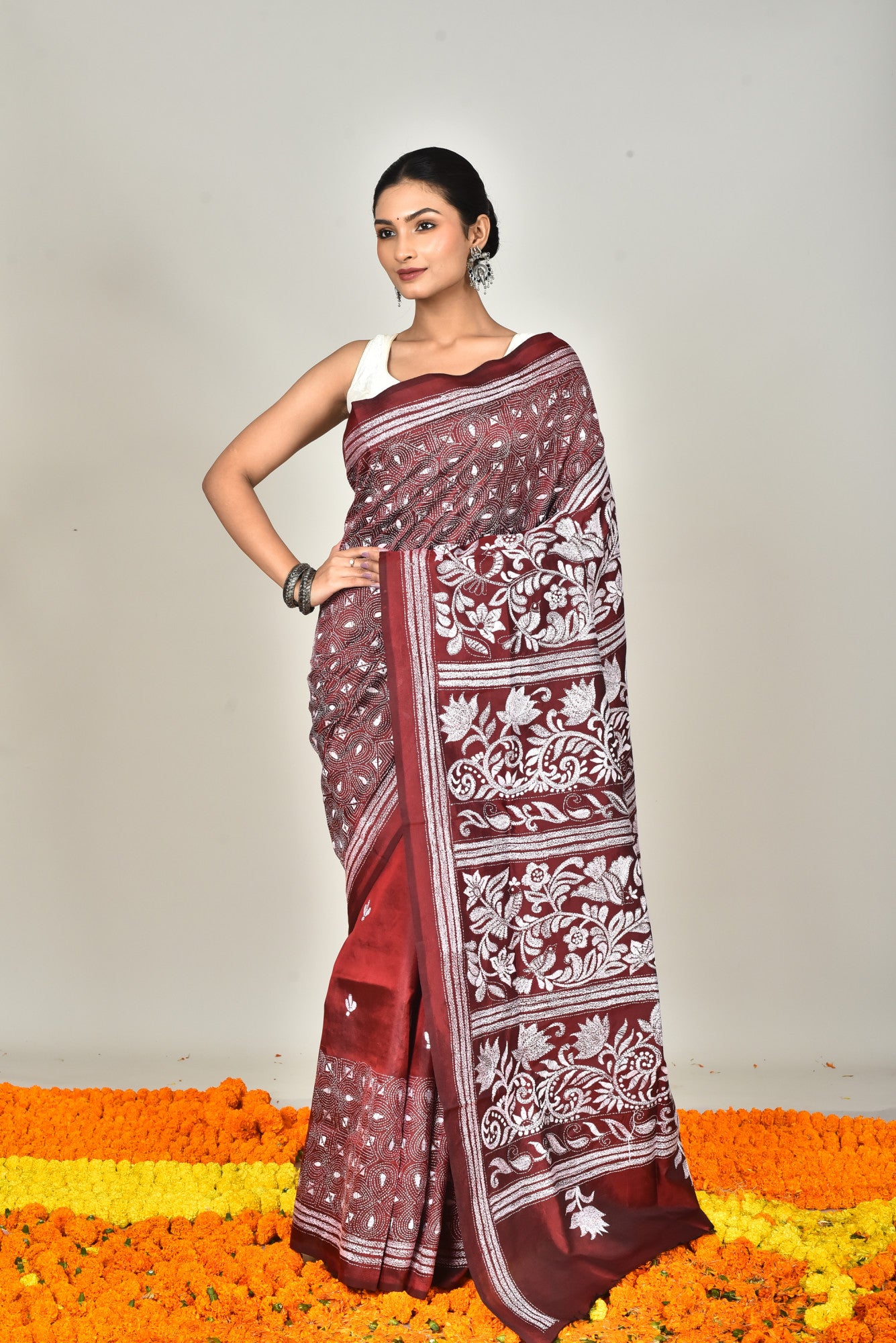 BANGALORE SILK KANTHA SAREE