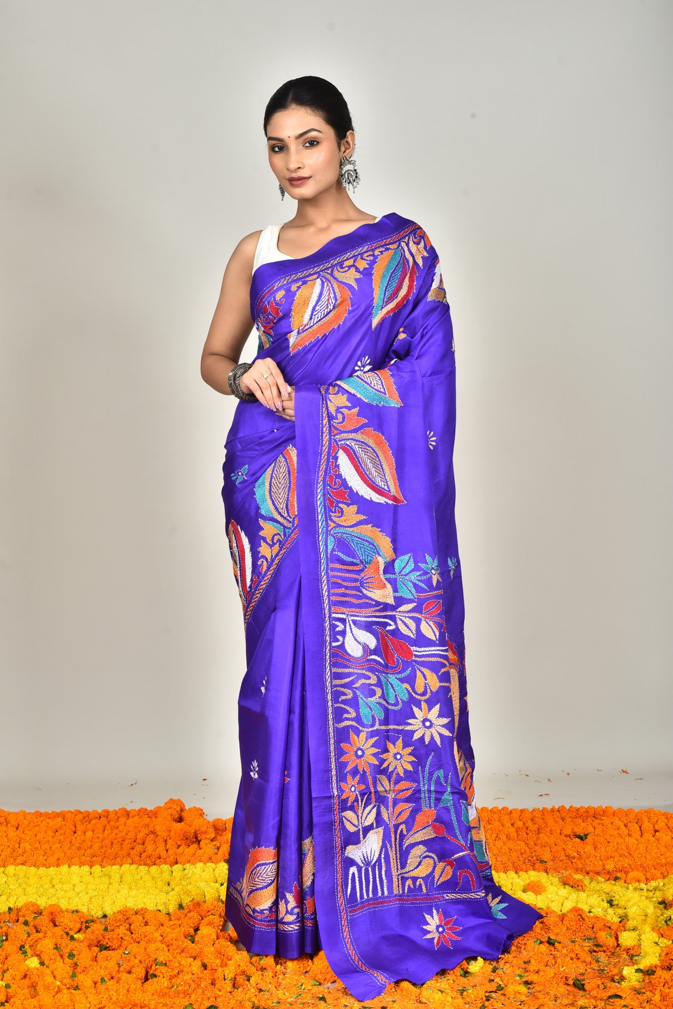 BANGALORE SILK KANTHA SAREE
