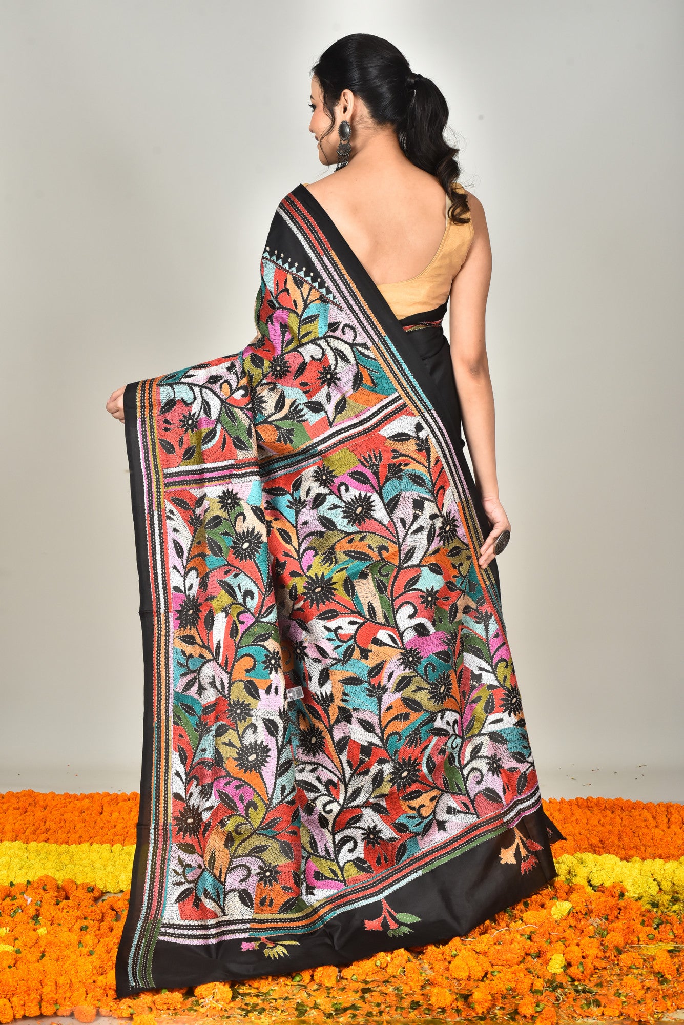 BANGALORE SILK  KANTHA SAREE Thumbnail