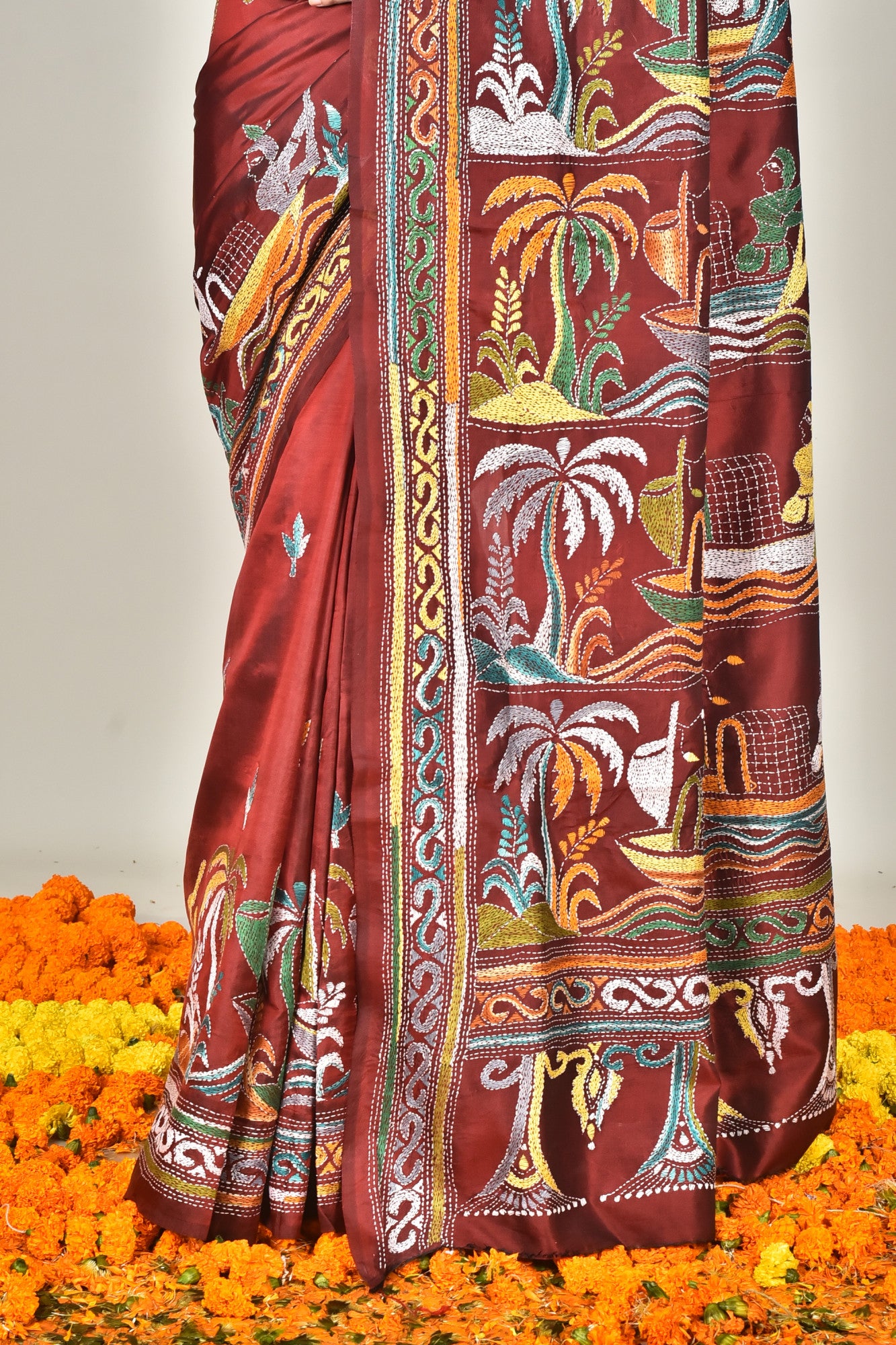 BANGALORE SILK KANTHA SAREE Thumbnail