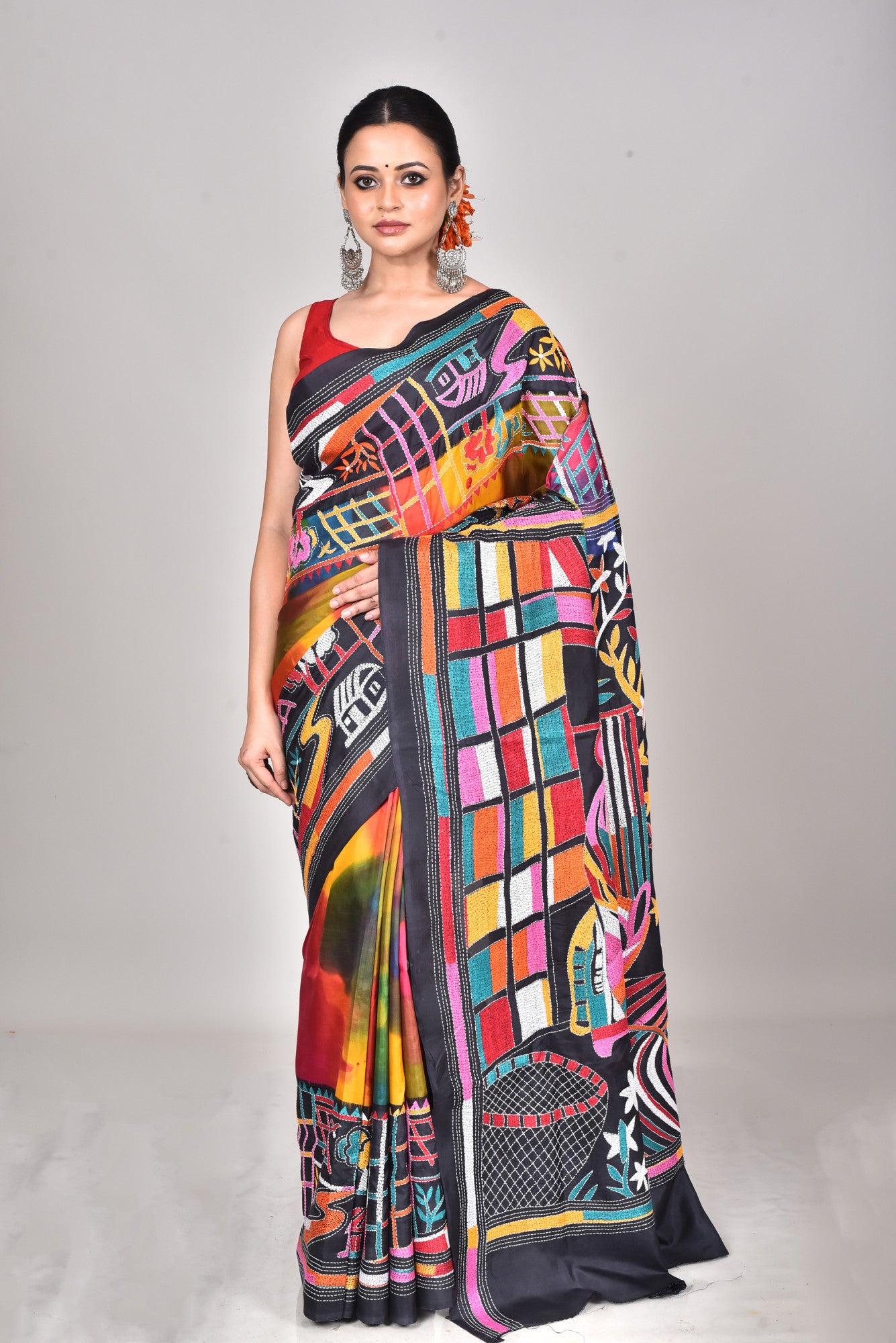 BANGALORE SILK KANTHA SAREE