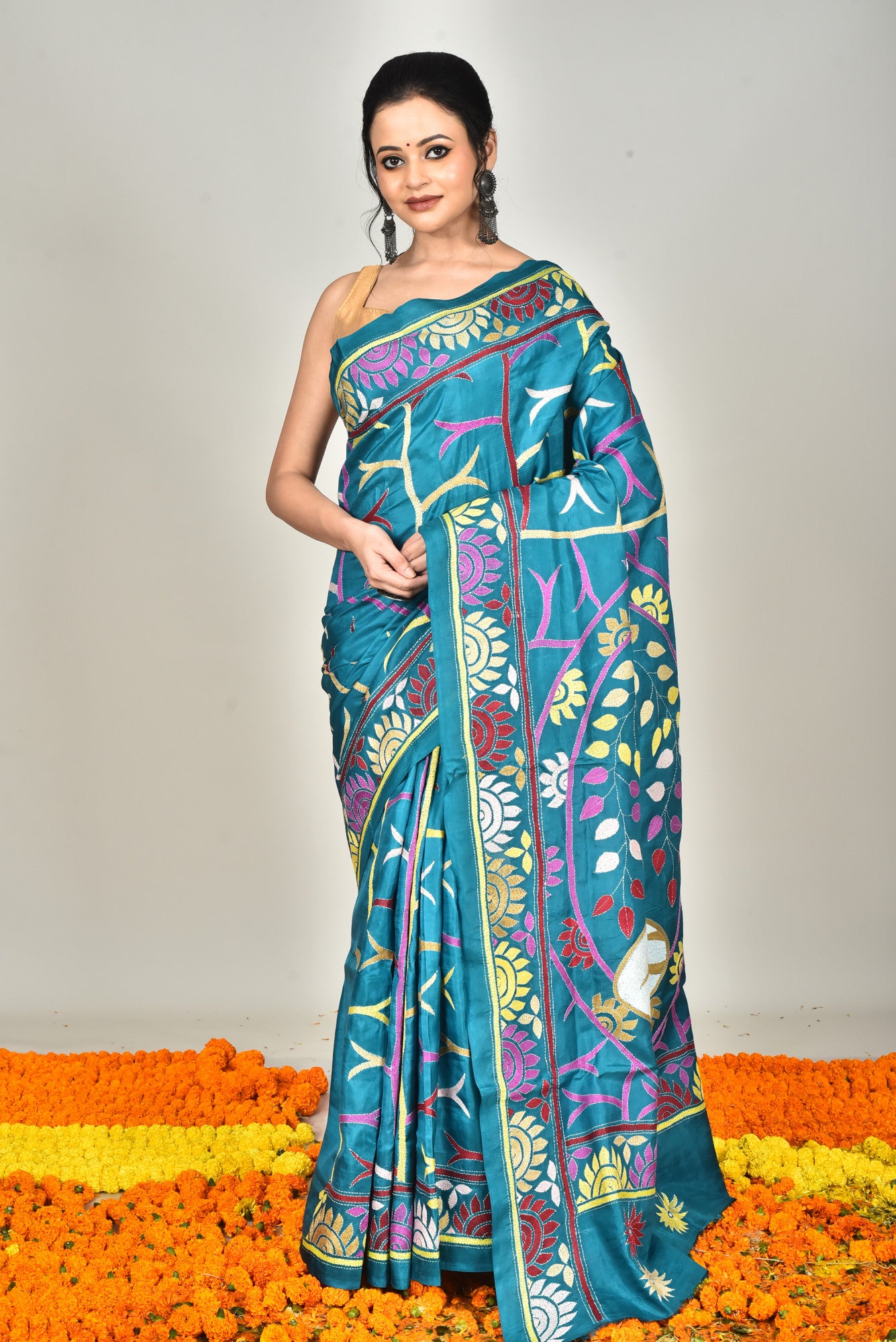 BANGALORE SILK  KANTHA SAREE