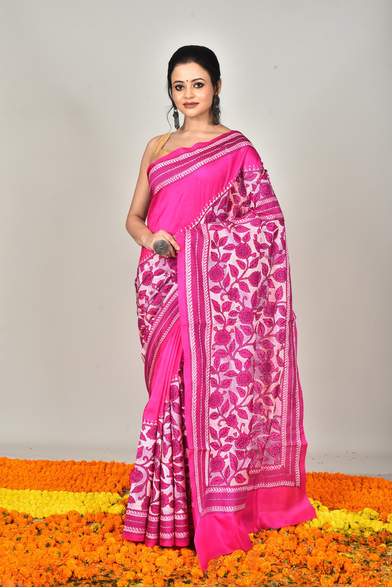 BANGALORE SILK  KANTHA SAREE Thumbnail