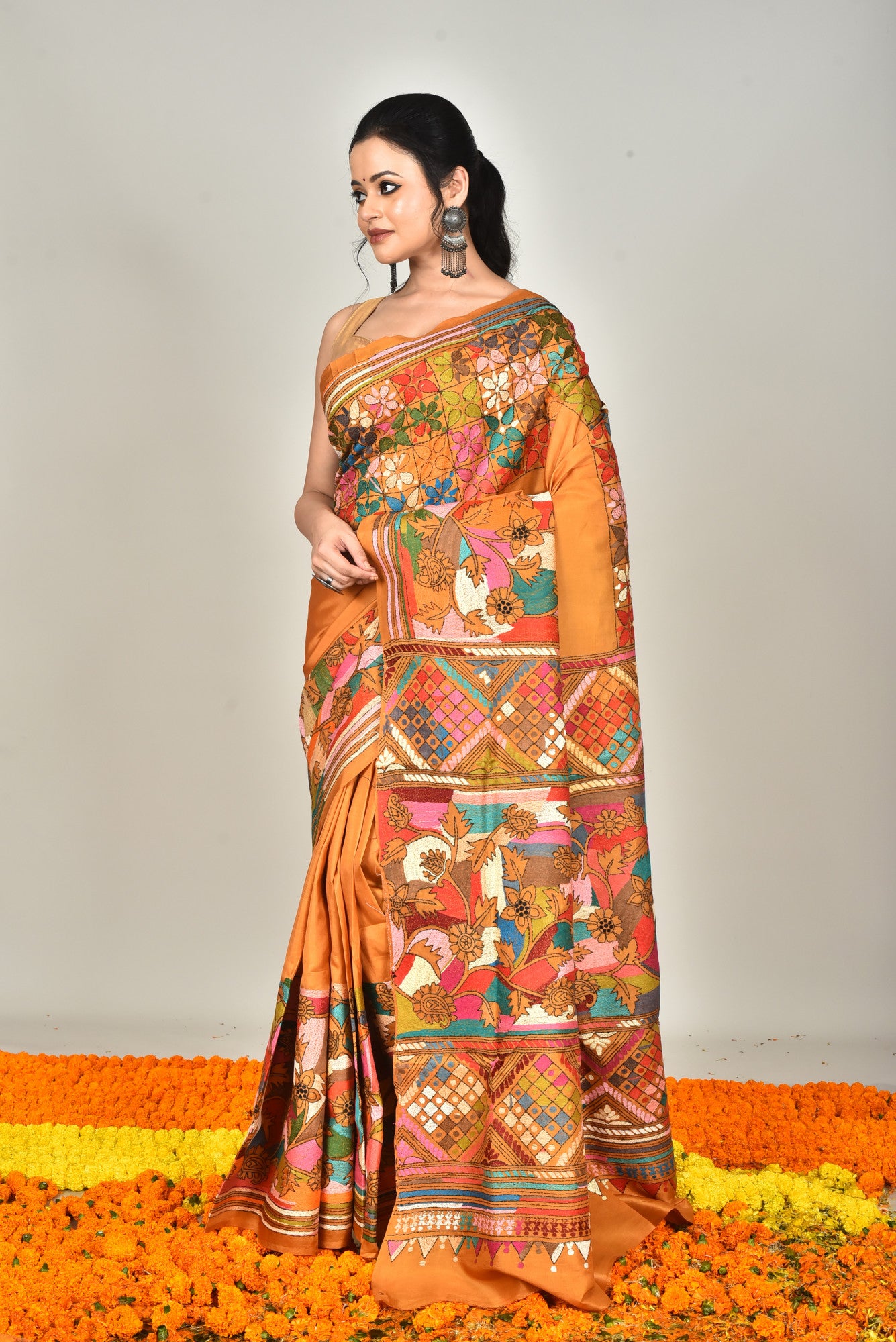BANGALORE SILK  KANTHA SAREE Thumbnail