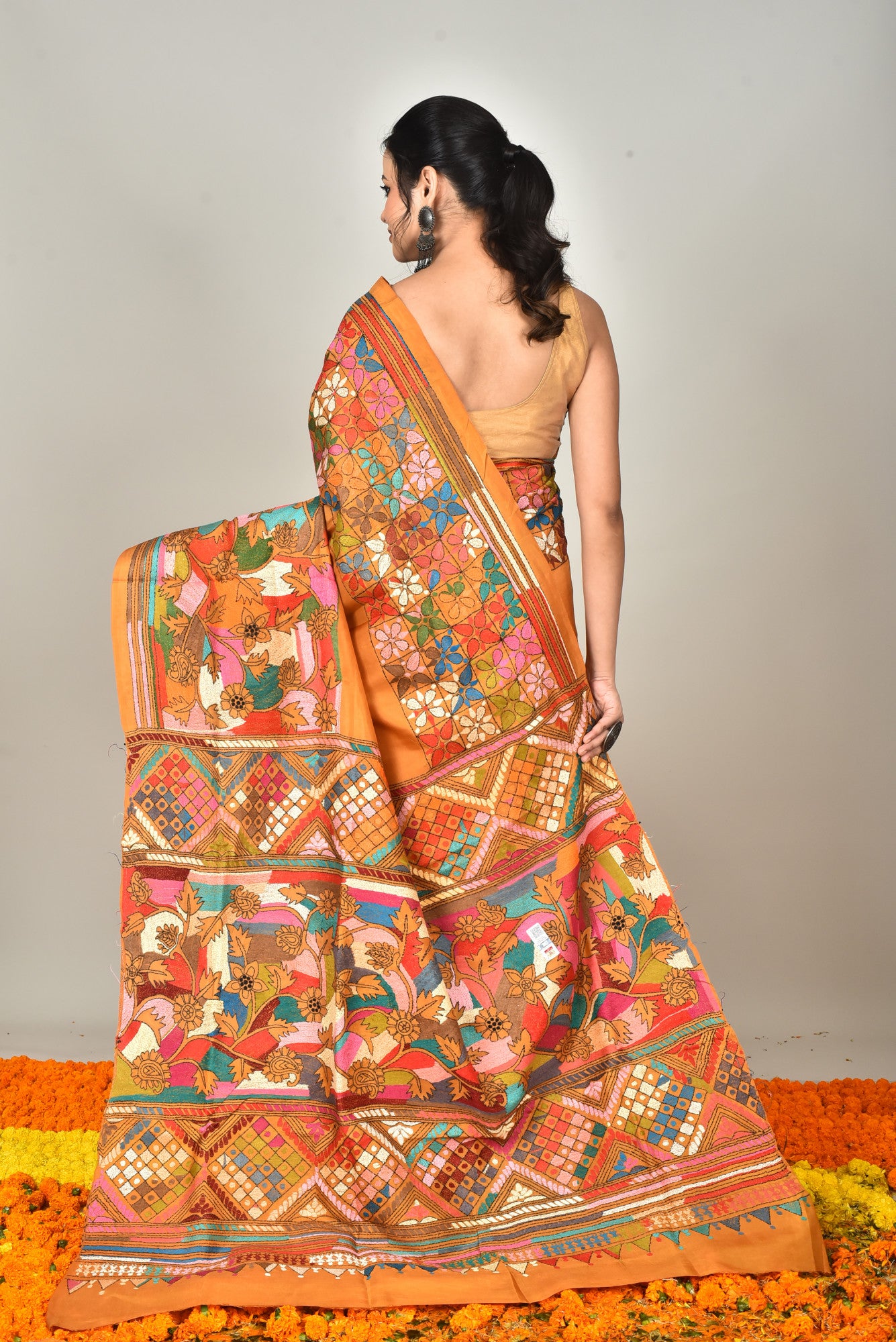 BANGALORE SILK  KANTHA SAREE Thumbnail