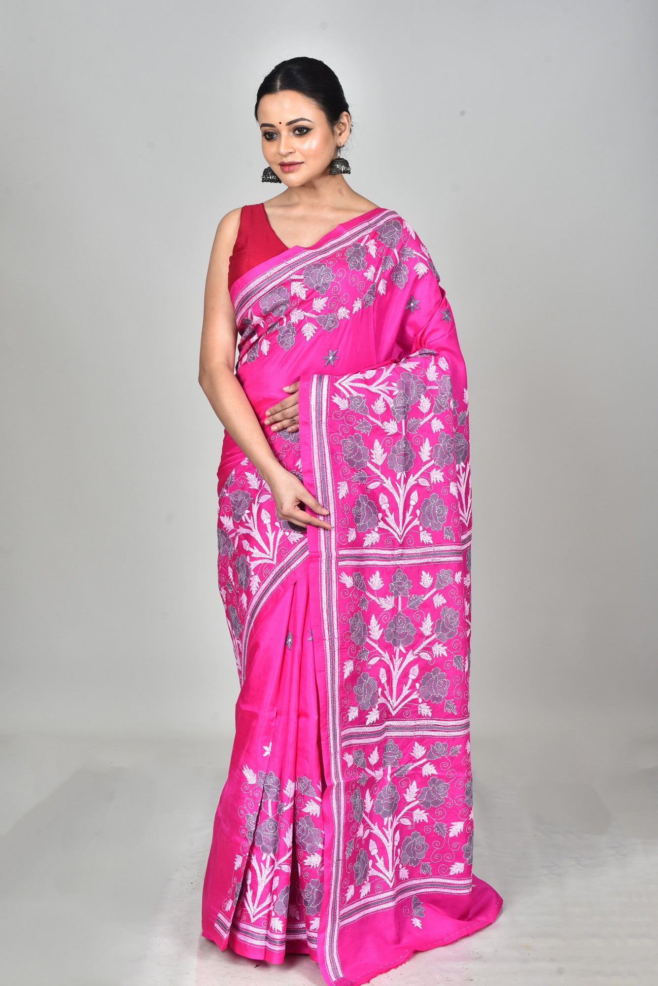 BANGALORE SILK KANTHA STITCH SAREE