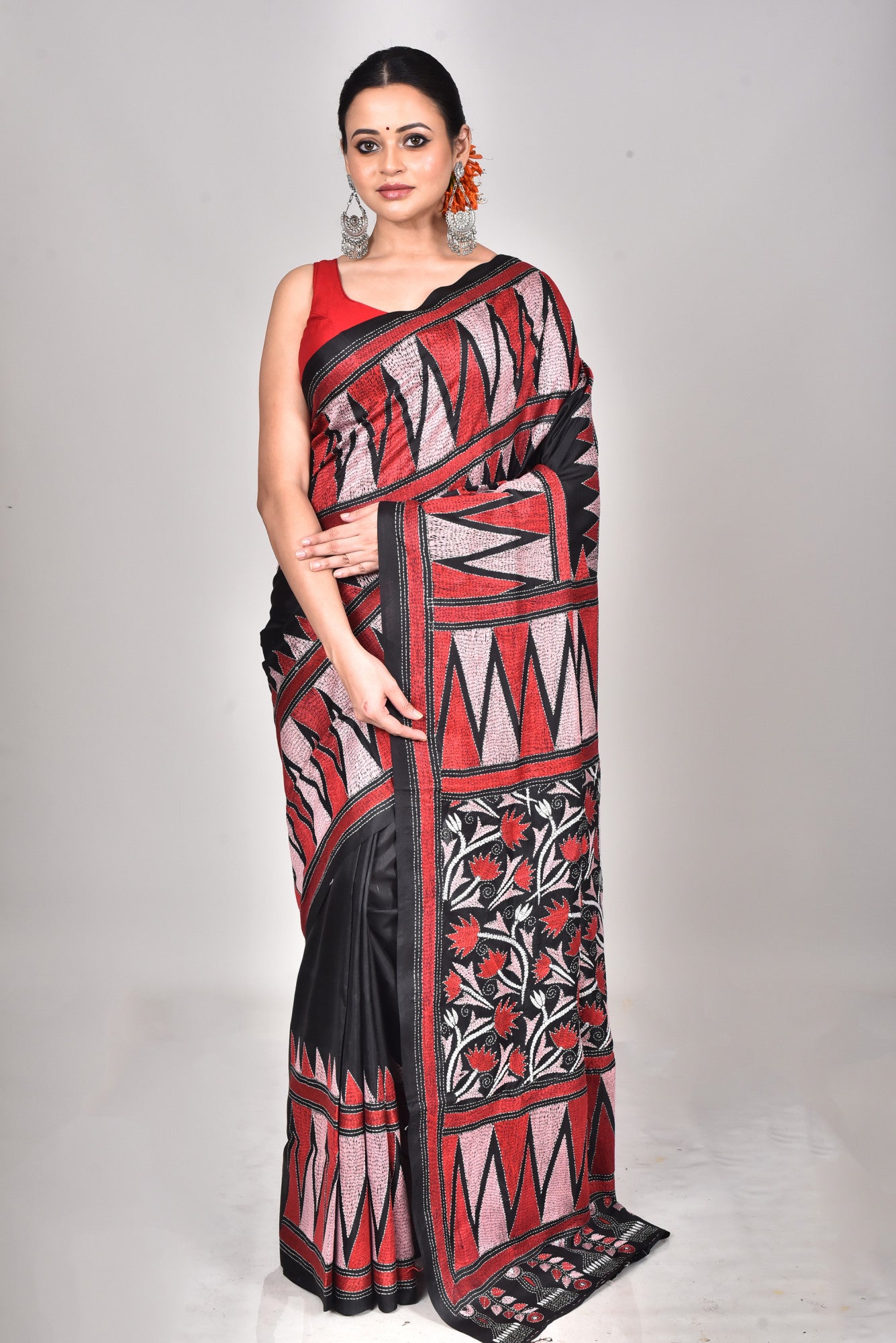 BANGALORE SILK KANTHA STITCH SAREE