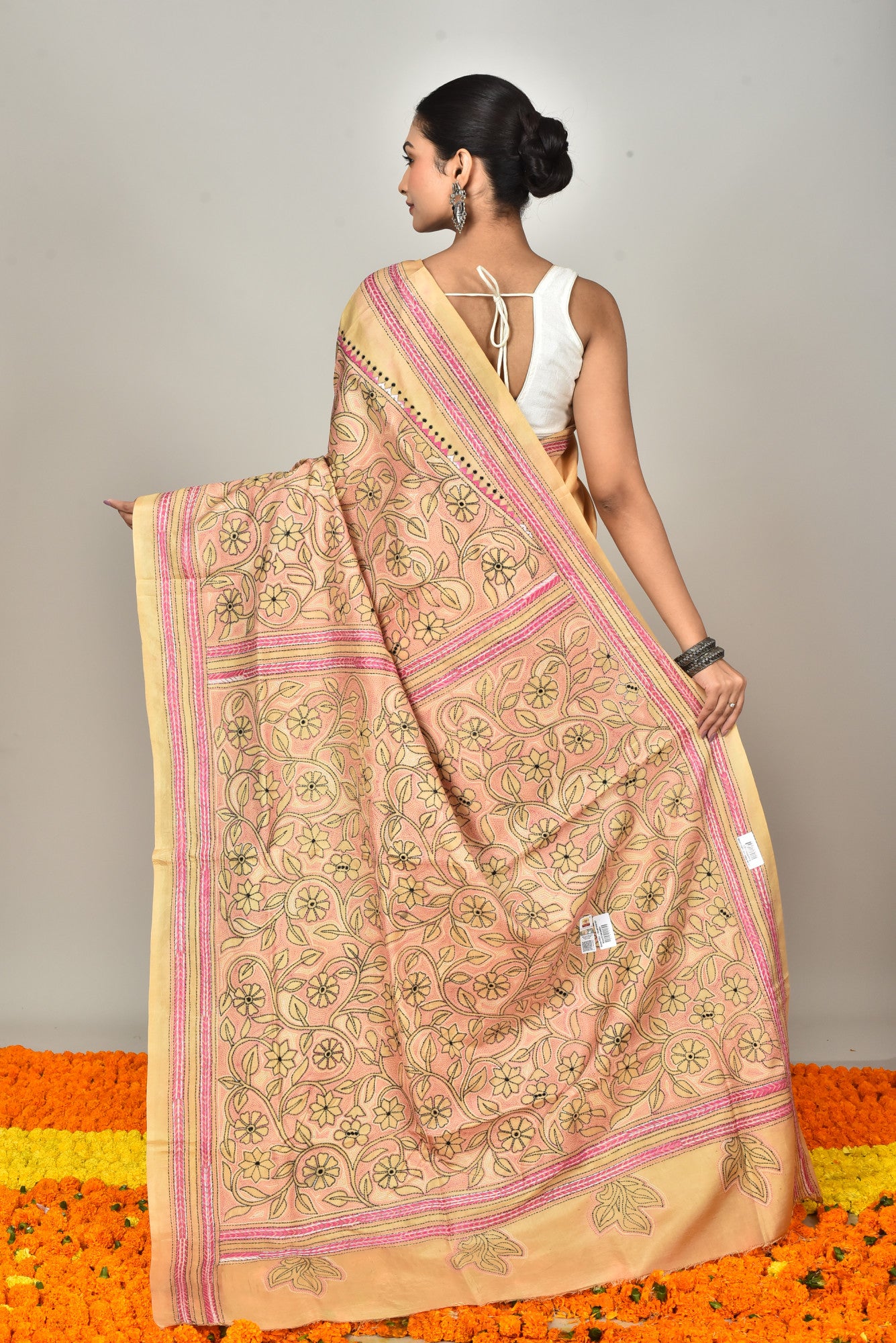 BANGALORE SILK REVERSE KANTHA SAREE Thumbnail