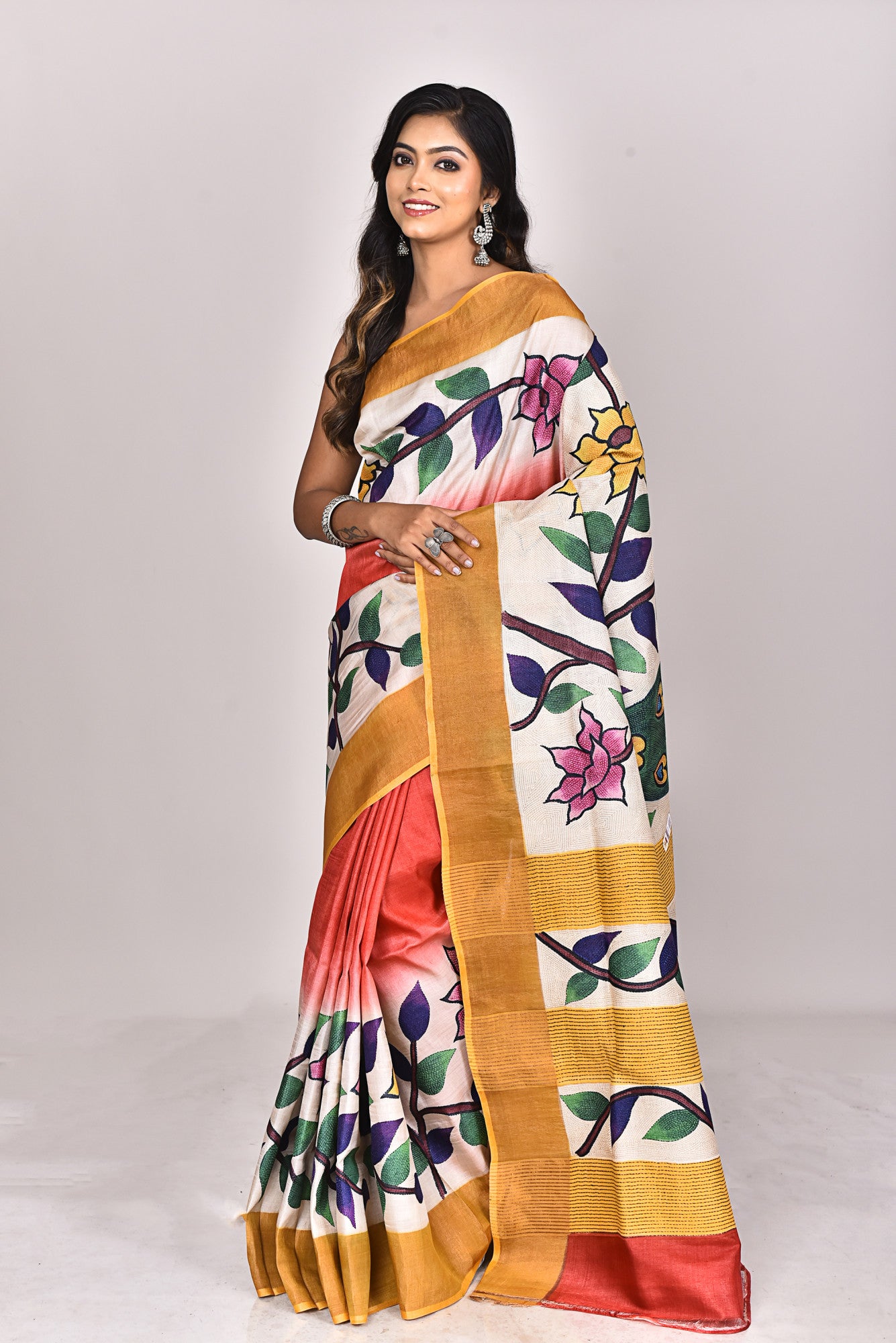 GACHI HANDPRINT KANTHA SAREE