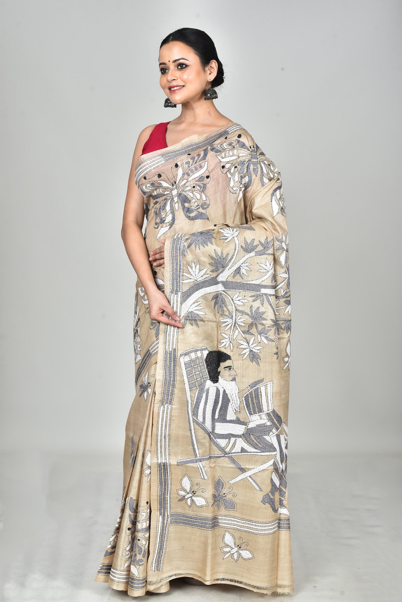 PURE SILK KANTHA SAREE