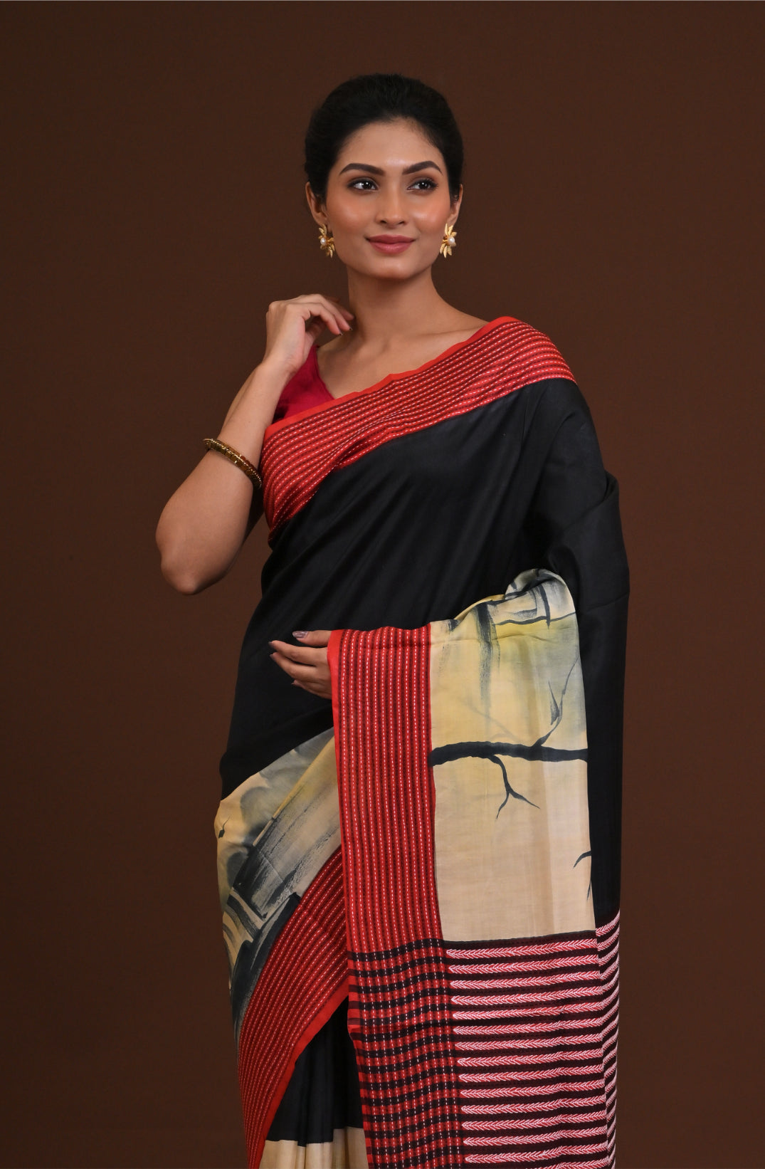 Pure Silk Kantha Stitch Saree