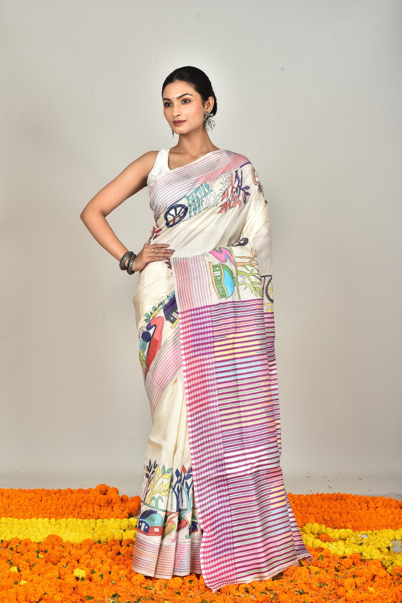JALCHURI VORAT SILK KANTHA SAREE Thumbnail