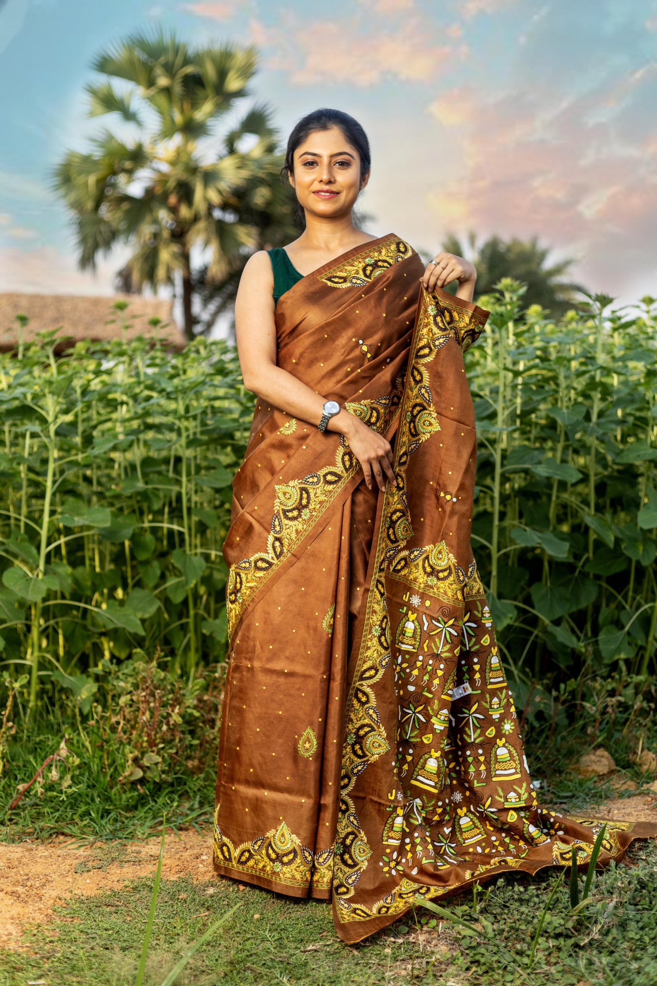 Kashmiri Work Silk Kantha Saree