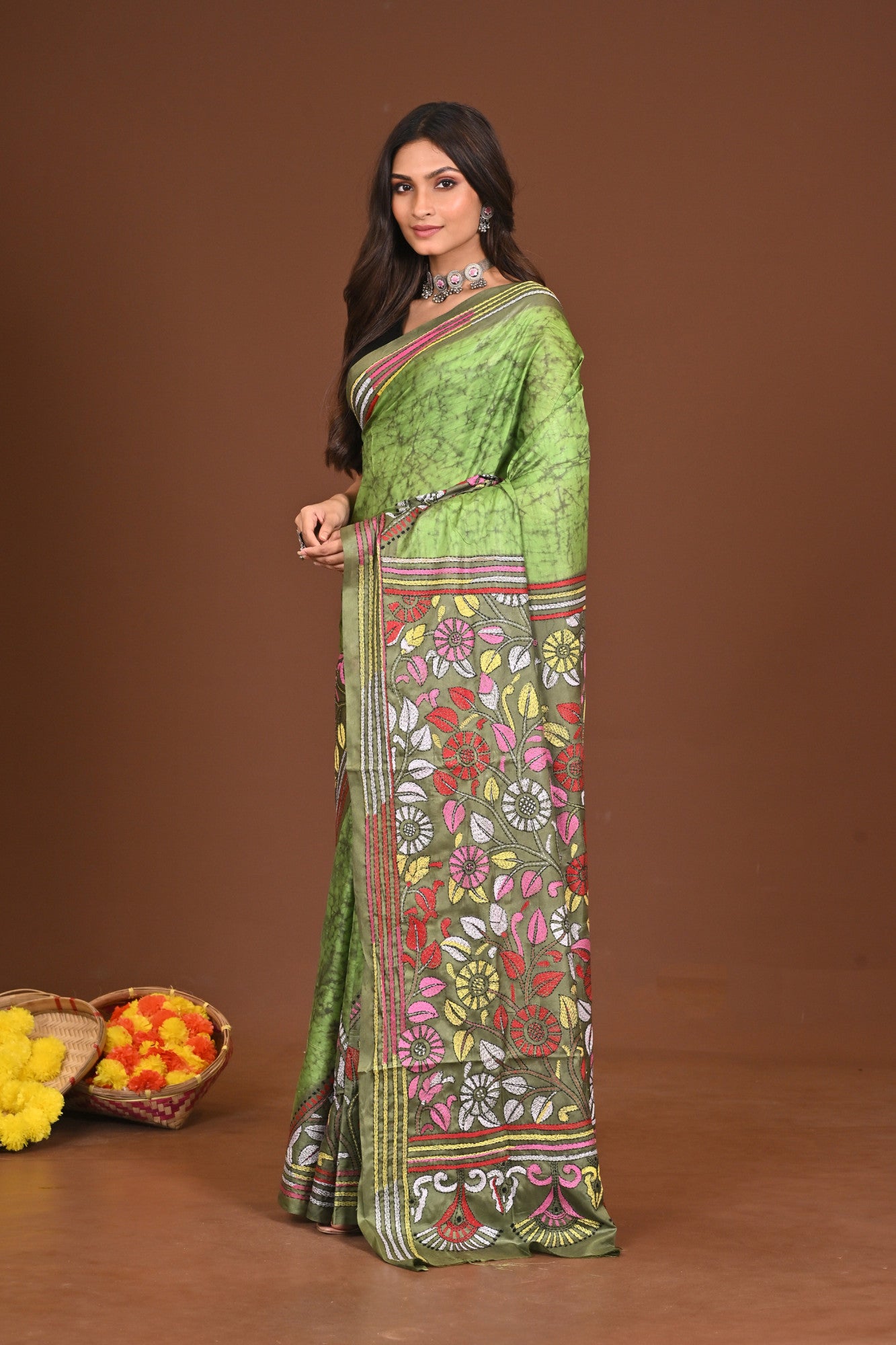 KUSHMANDA  BLENDED SILK KANTHA SAREE Thumbnail
