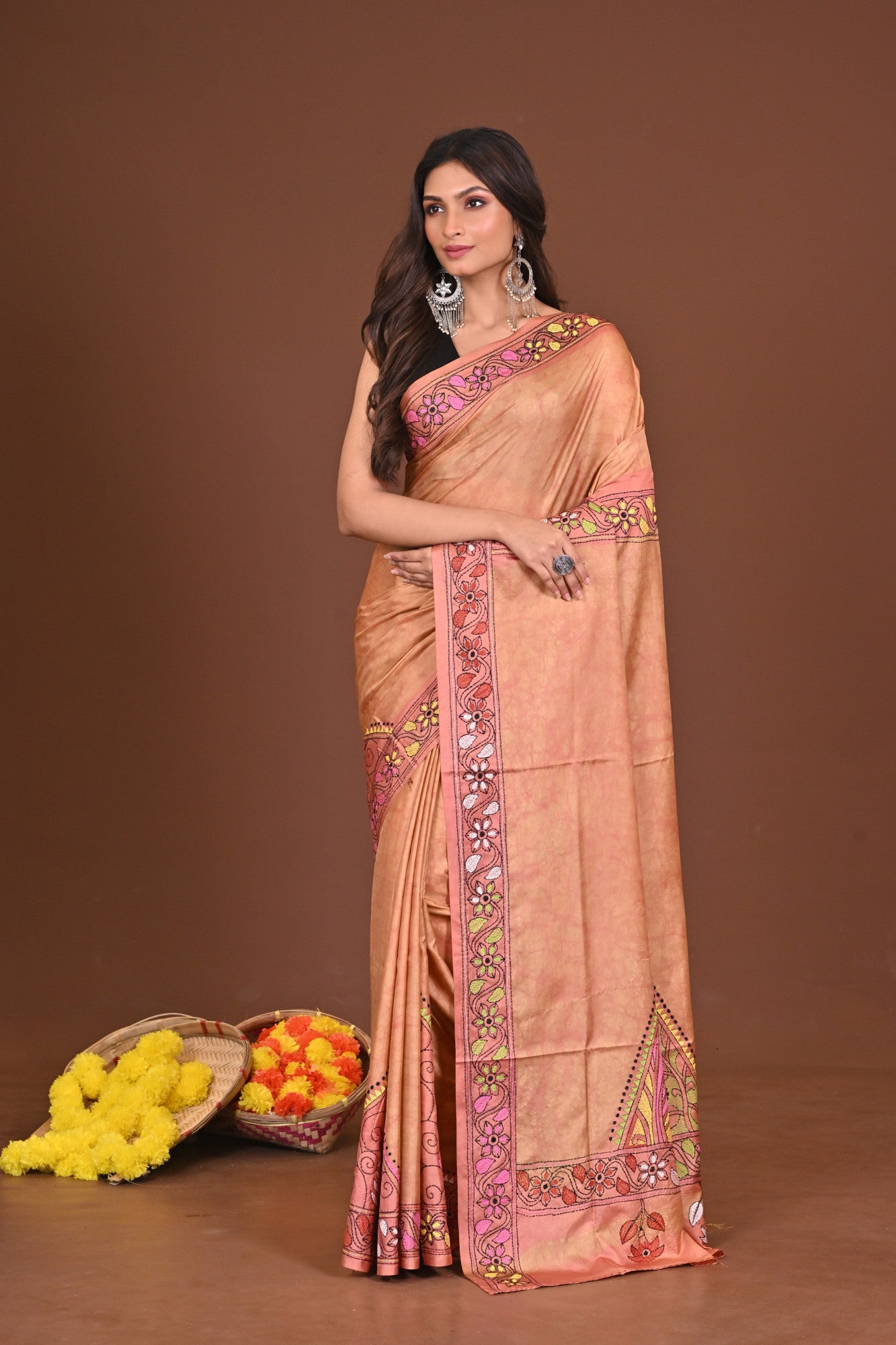 MRIDULADEVI  BLENDED SILK KANTHA SAREE Thumbnail