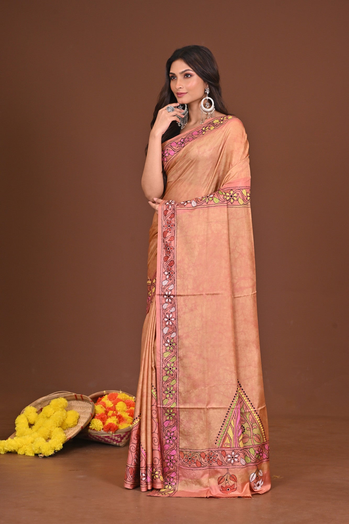 MRIDULADEVI  BLENDED SILK KANTHA SAREE Thumbnail