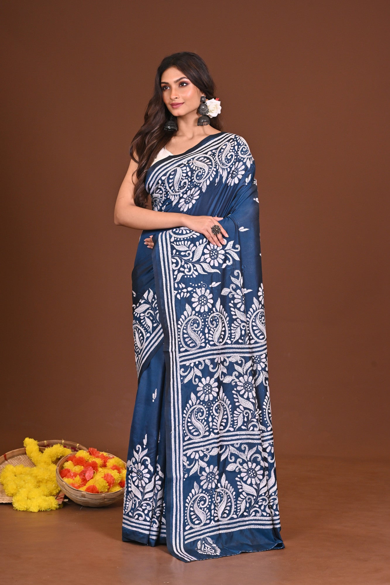 NEELPUSHPIKA BLENDED SILK KANTHA SAREE Thumbnail