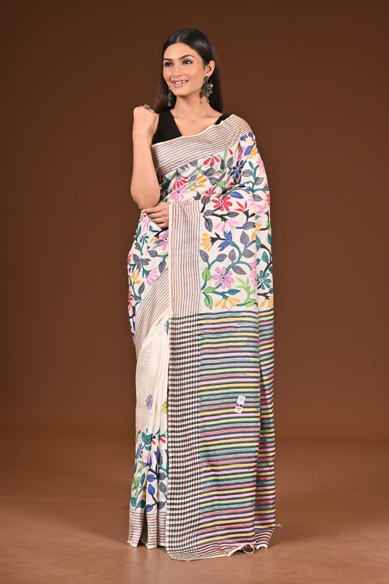 PURE SILK JALCHURI ALLOVER  KANTHA SAREE Thumbnail