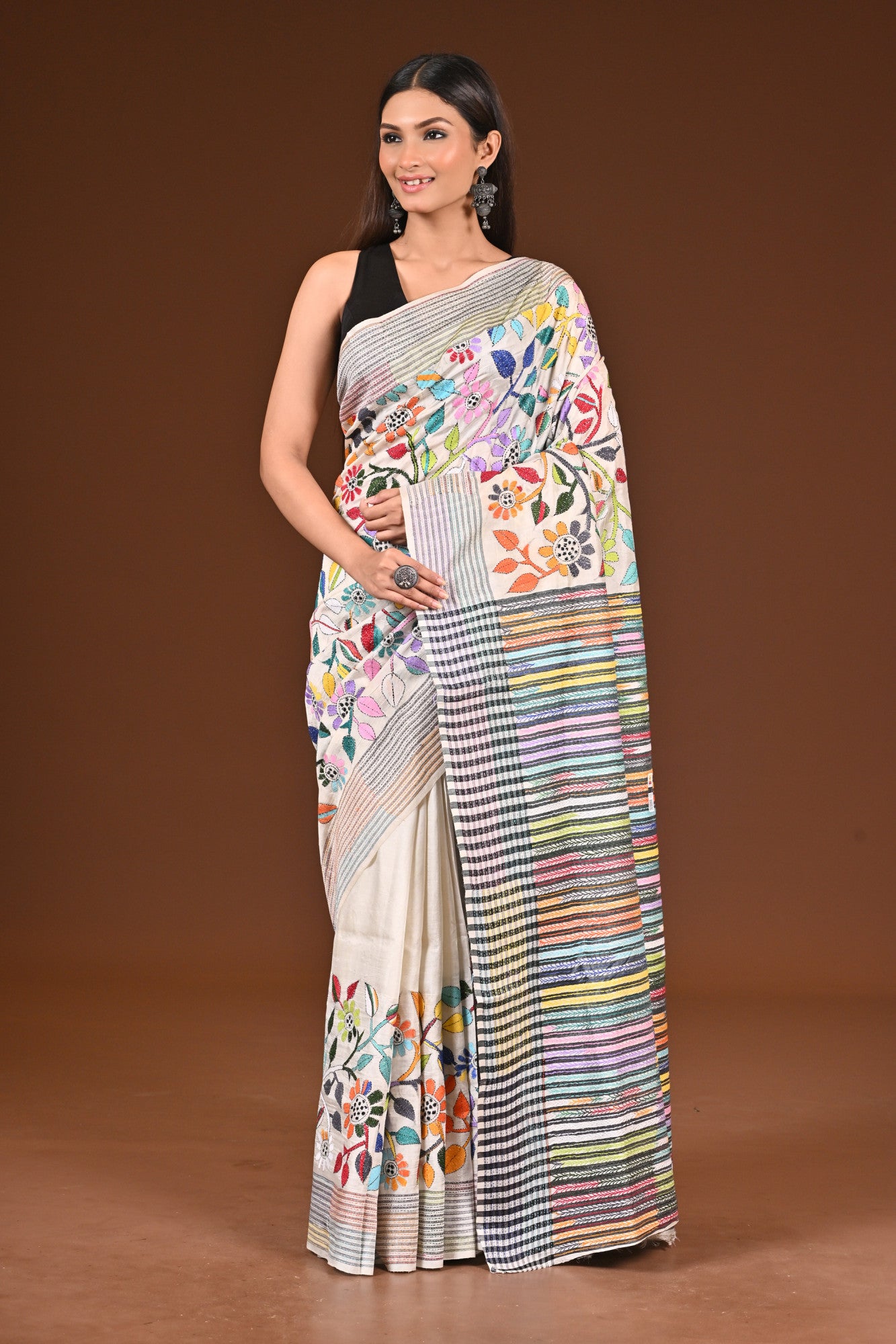 PURE SILK JALCHURI ALLOVER  KANTHA SAREE Thumbnail