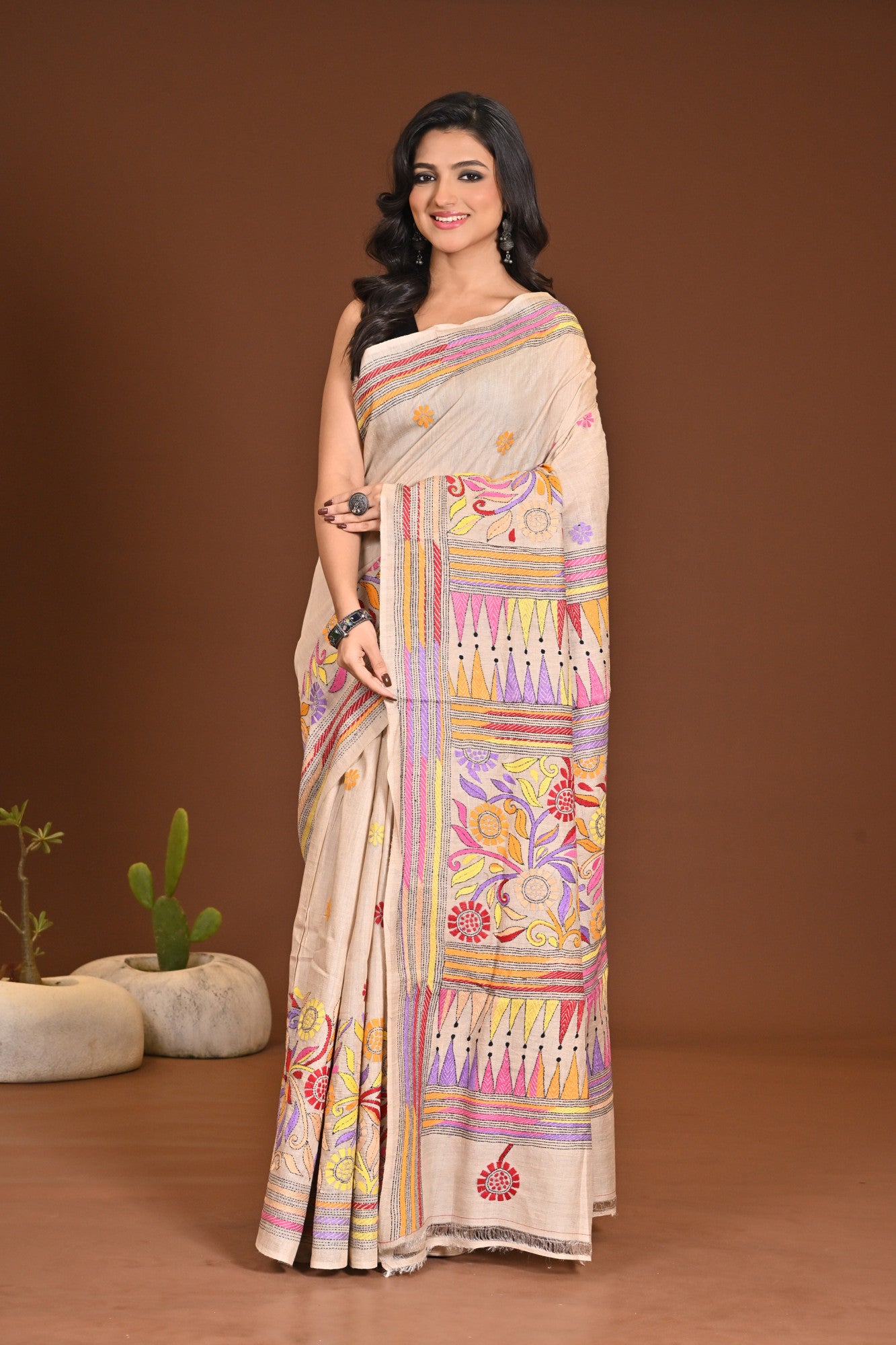 PURE SILK KANTHA SAREE Thumbnail