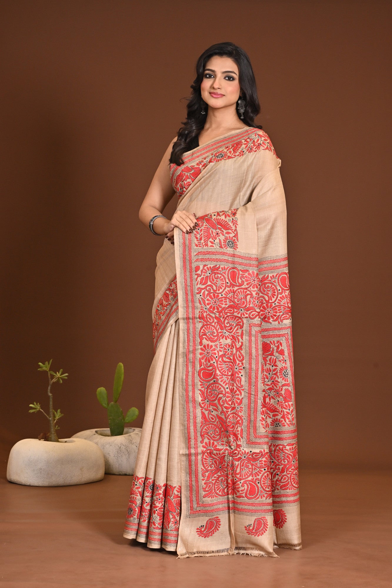 PURE SILK KANTHA SAREE