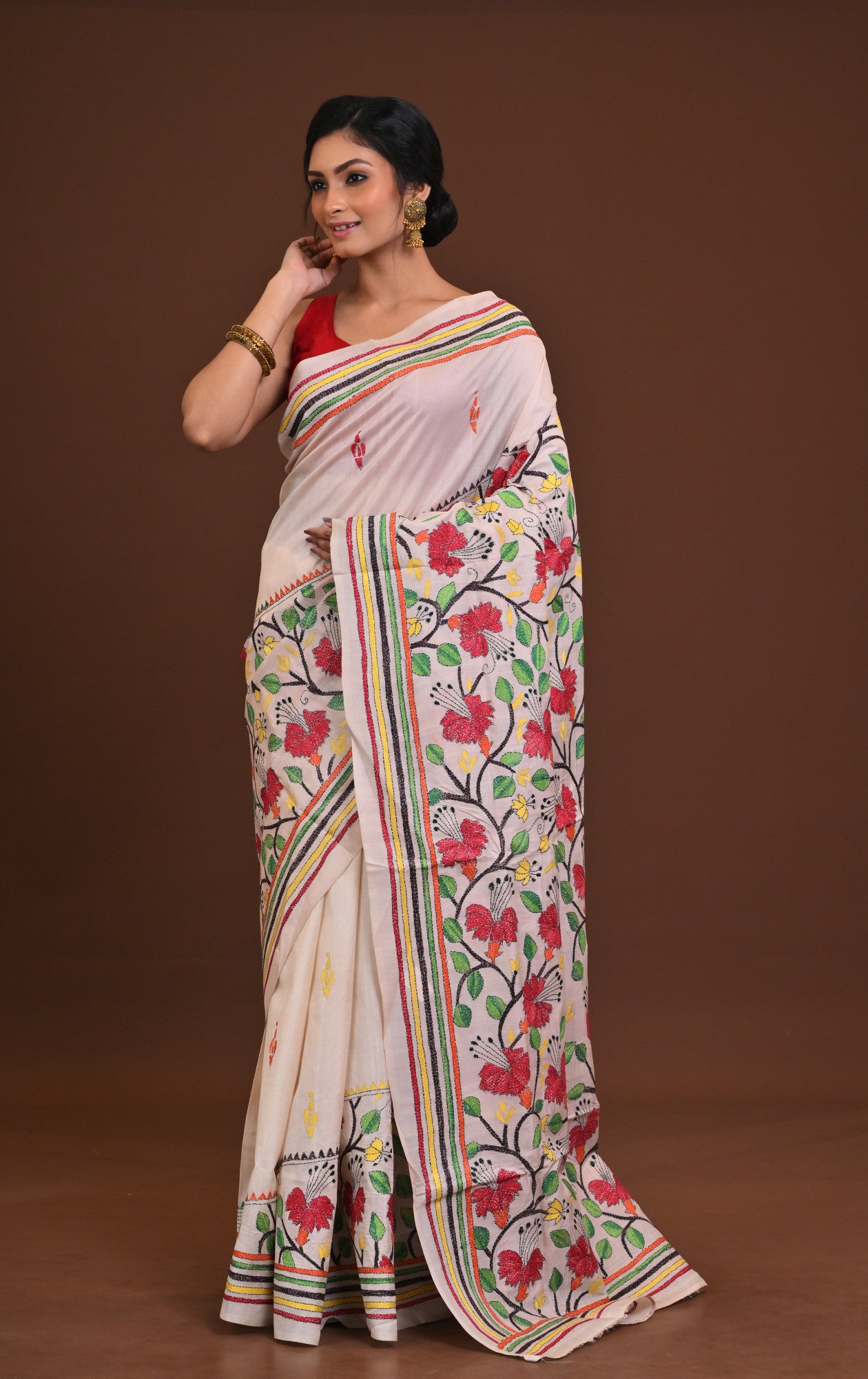 Pure Silk Kantha Saree Thumbnail