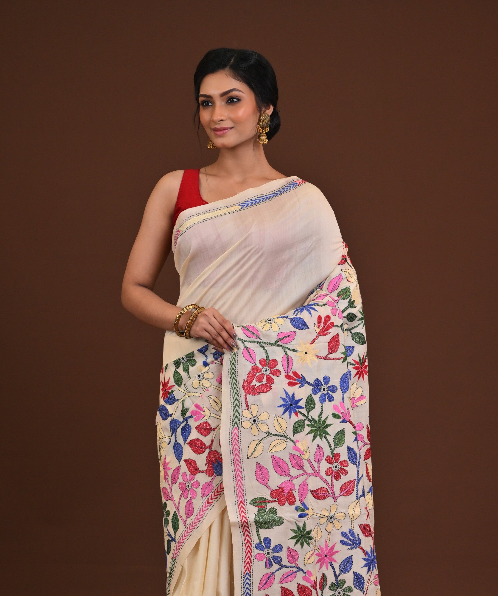 Pure Silk Kantha Saree Thumbnail