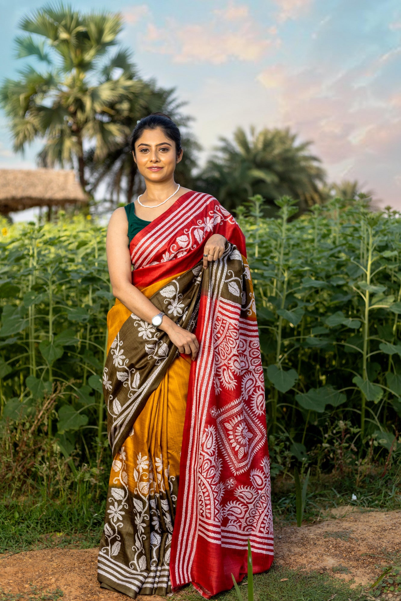 PURE SILK KANTHA SAREE