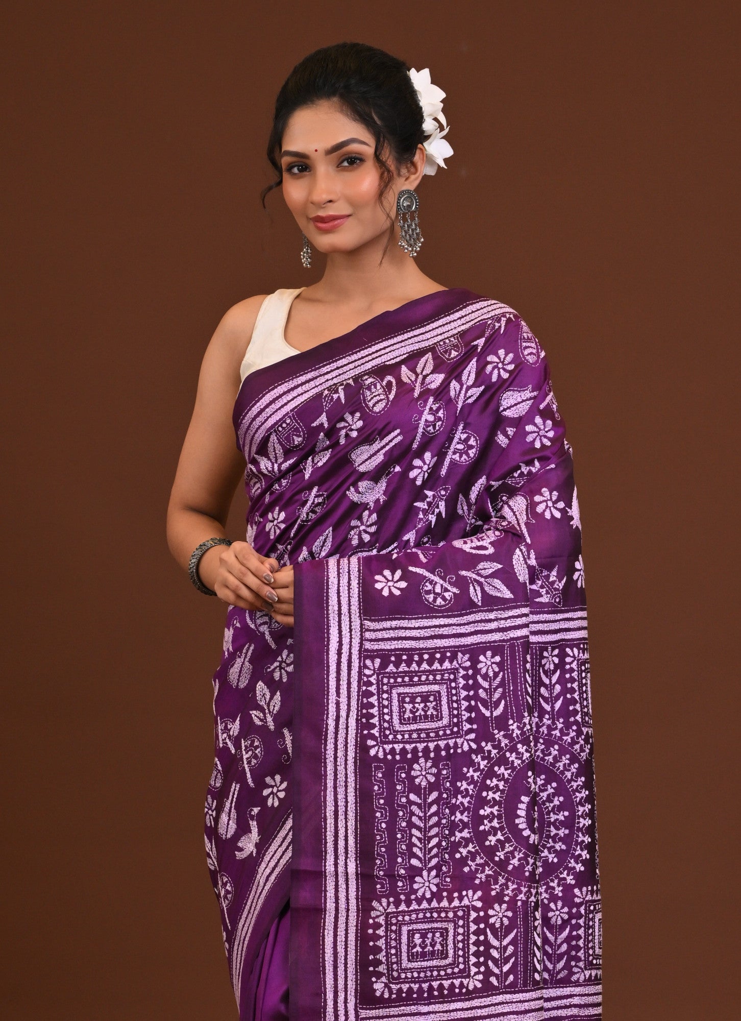 Pure Silk Kantha Saree Thumbnail