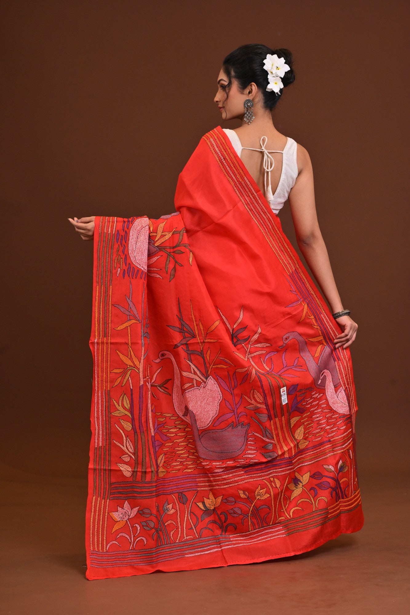 Pure Silk Kantha Stitch Saree