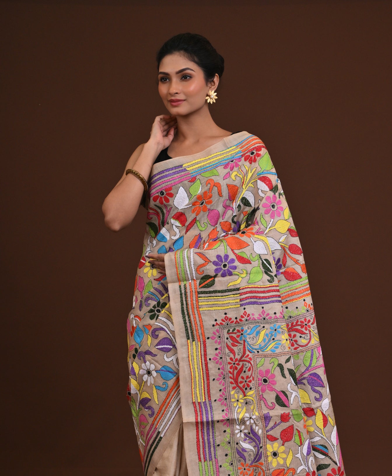 Pure Silk Kantha Saree Thumbnail