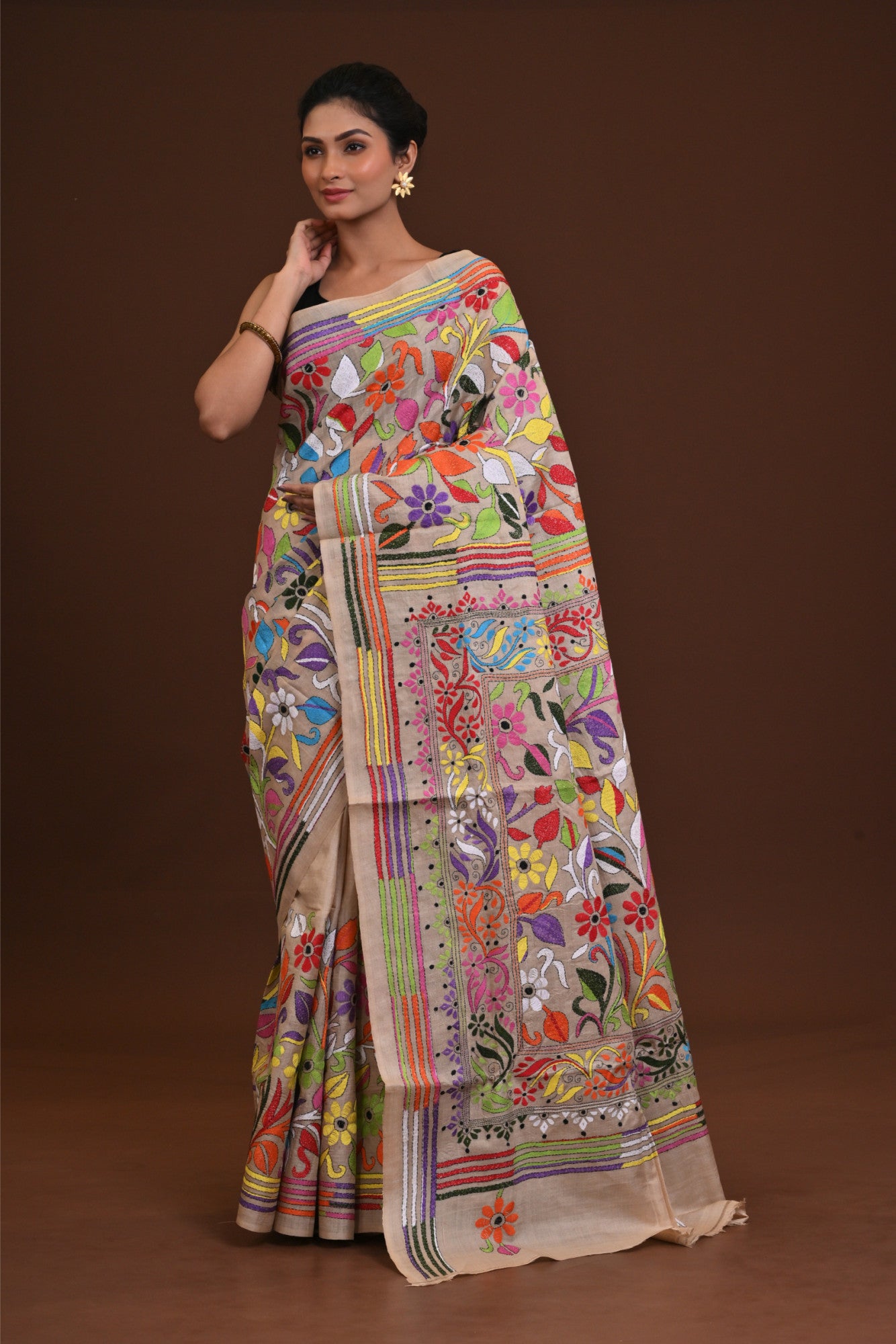 Pure Silk Kantha Saree Thumbnail