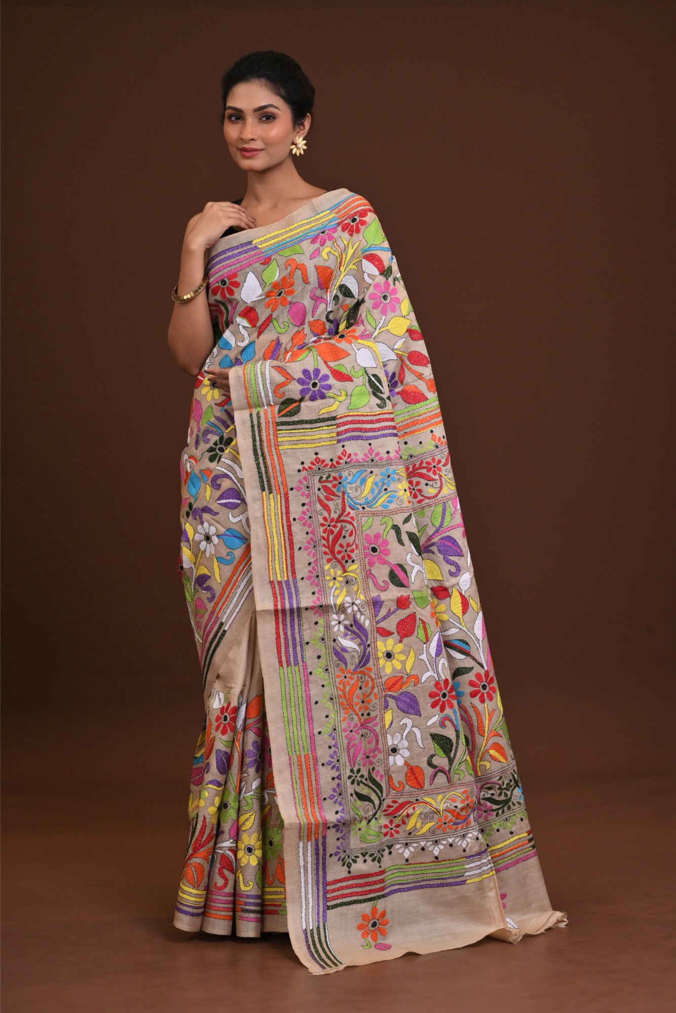 Pure Silk Kantha Saree Thumbnail