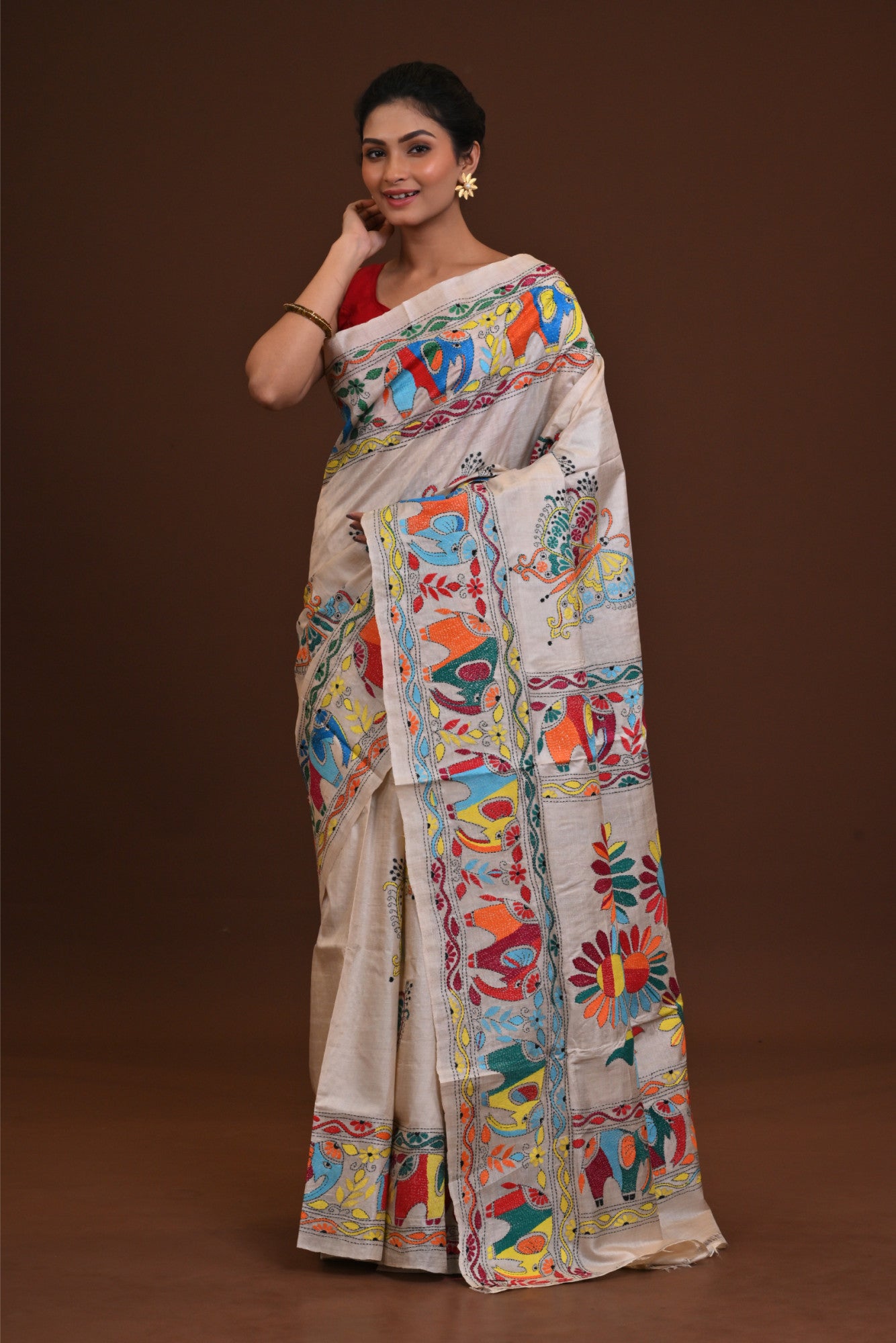 Pure Silk Kantha Saree Thumbnail