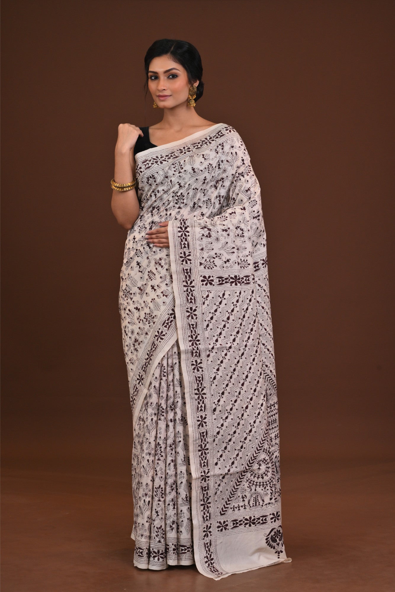 Pure Silk Kantha Saree Thumbnail