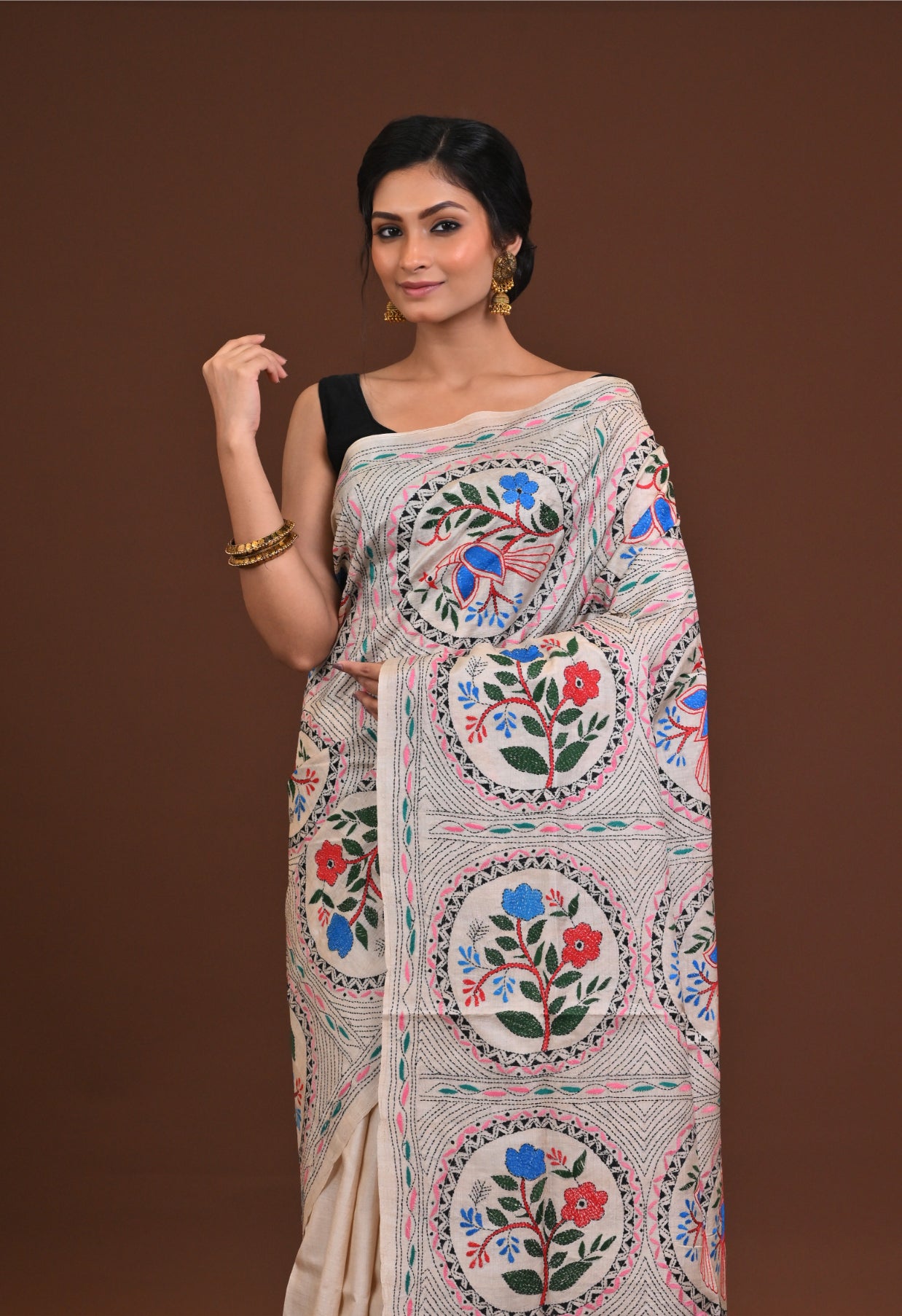 Pure Silk Kantha Saree Thumbnail
