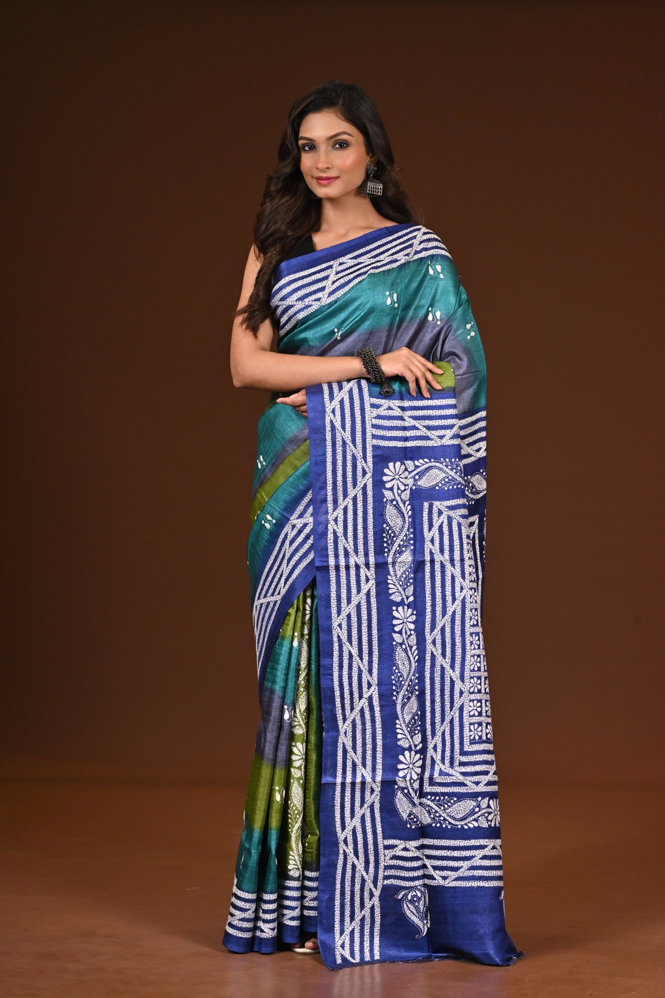 PURE SILK KANTHA SAREE Thumbnail