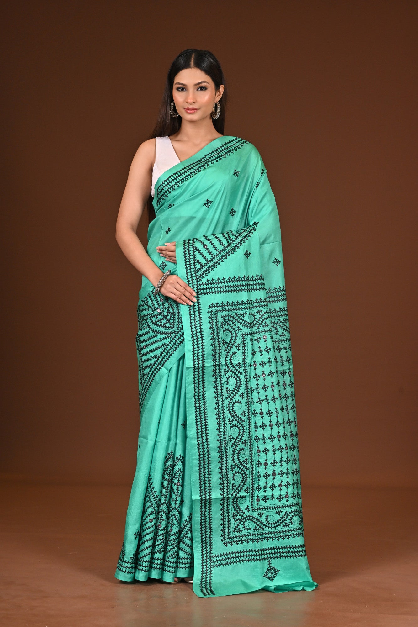 PURE  SILK KANTHA SAREE Thumbnail