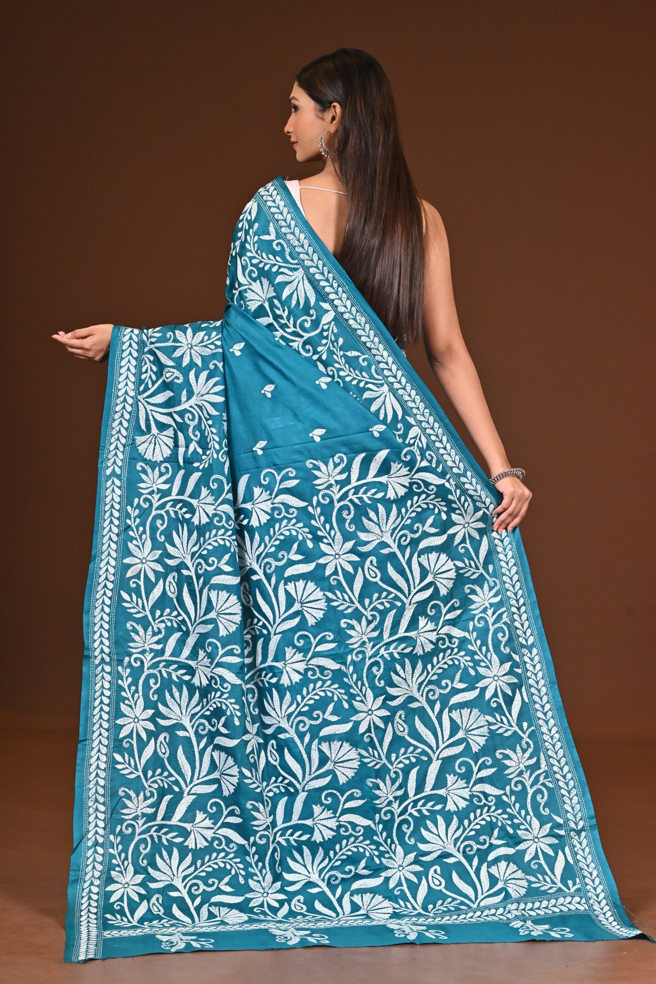 PURE  SILK KANTHA SAREE Thumbnail