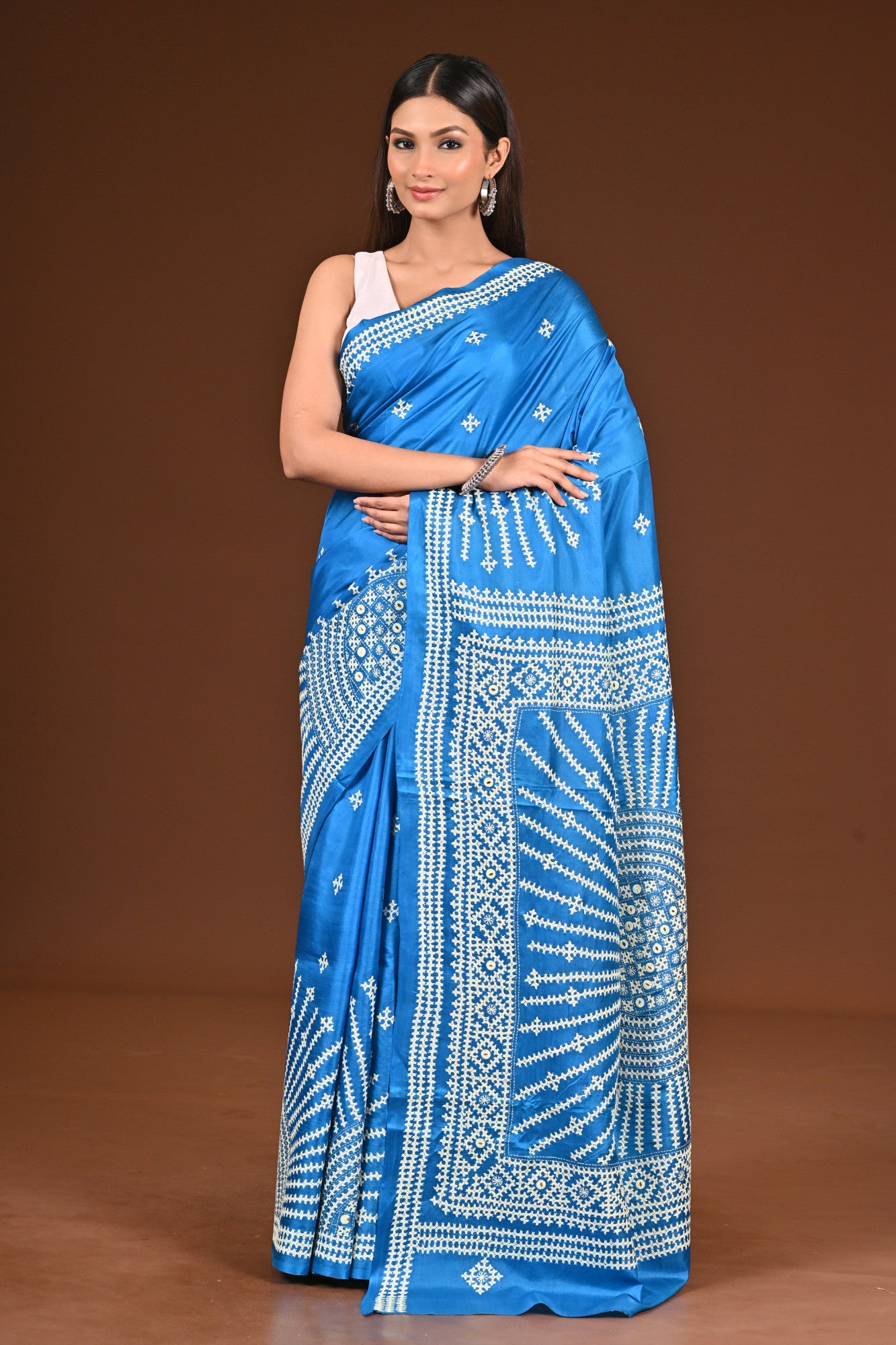 PURE  SILK KANTHA SAREE Thumbnail