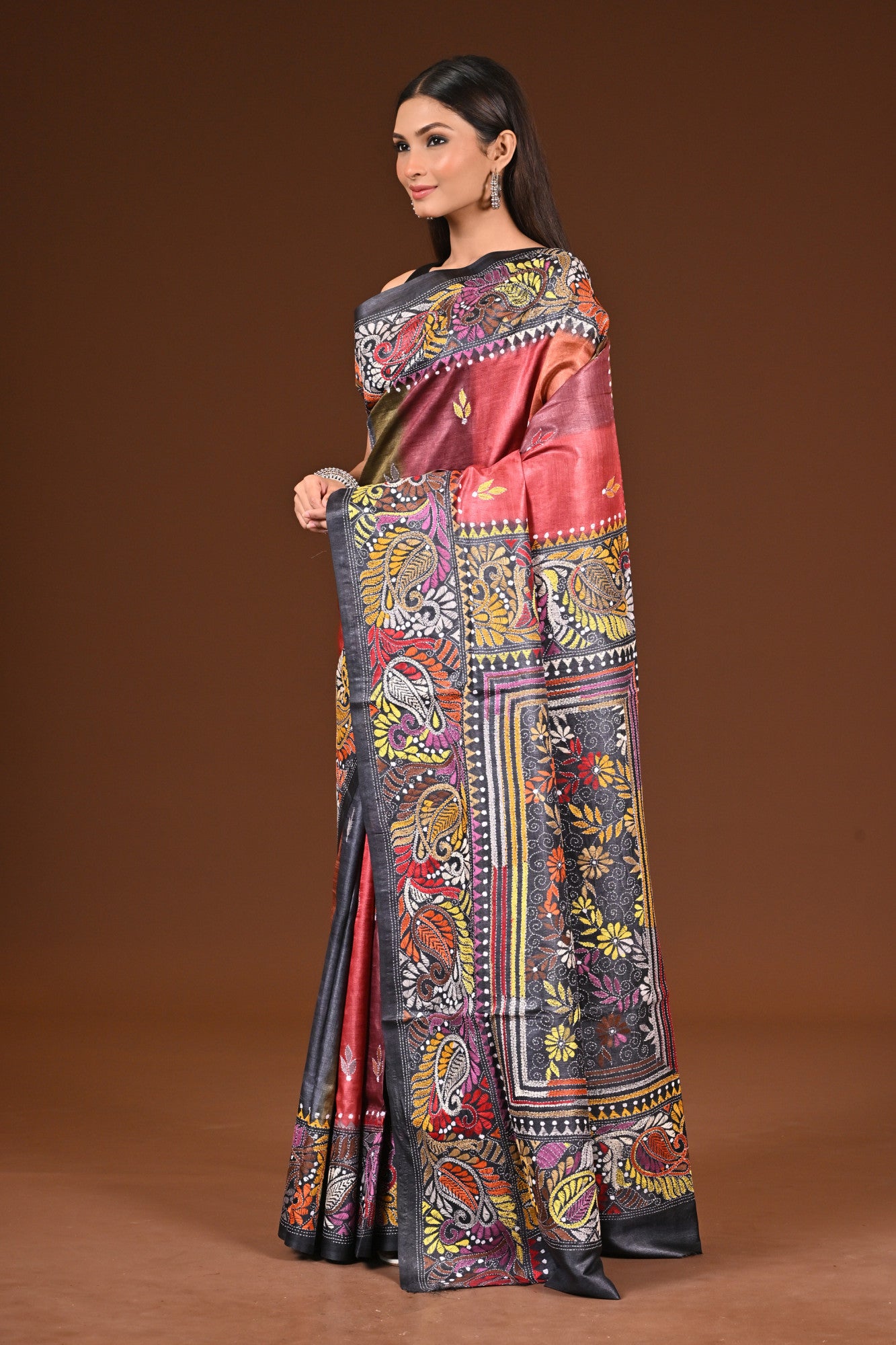 PURE  SILK KANTHA SAREE Thumbnail