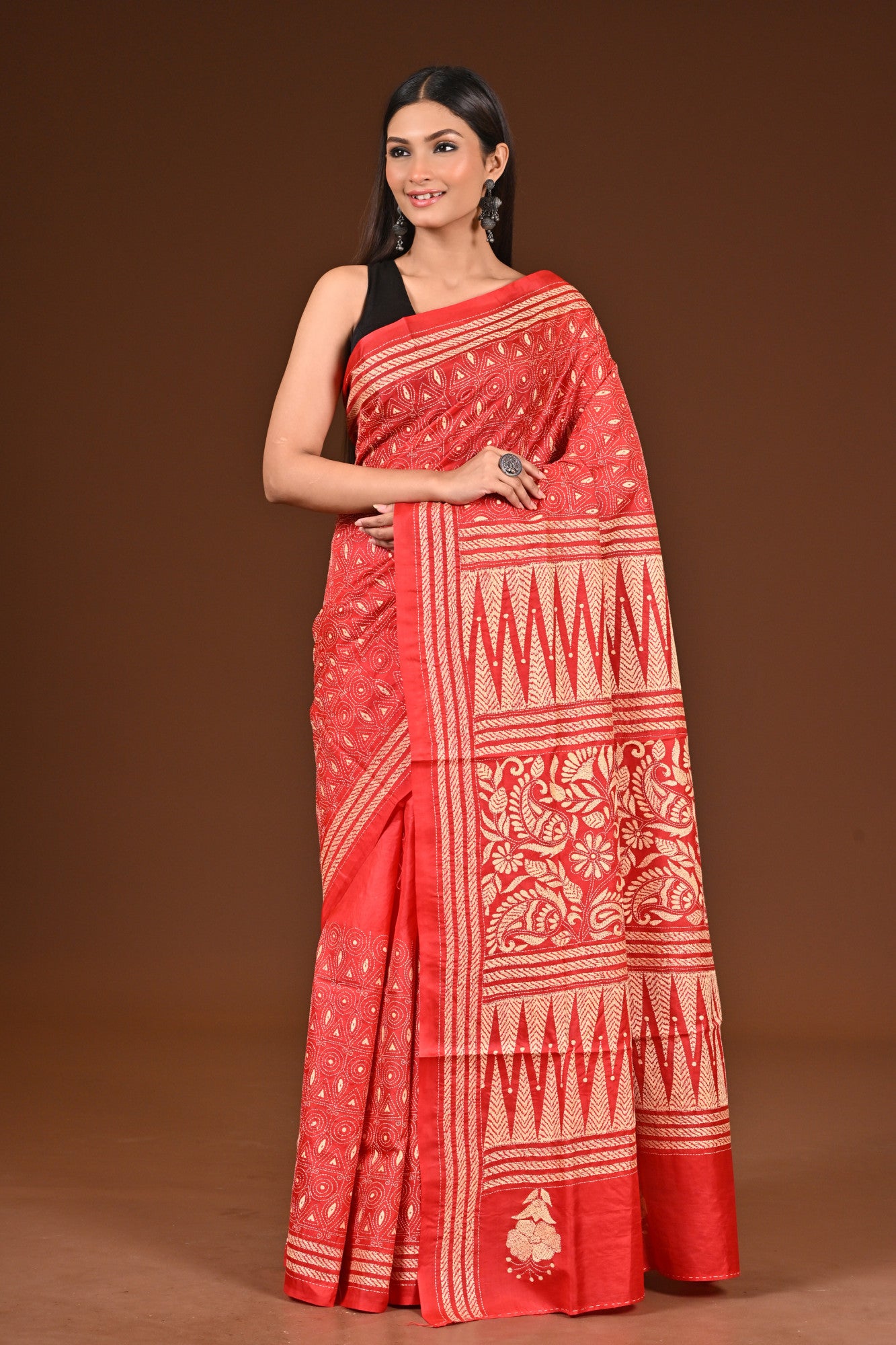 PURE  SILK KANTHA SAREE