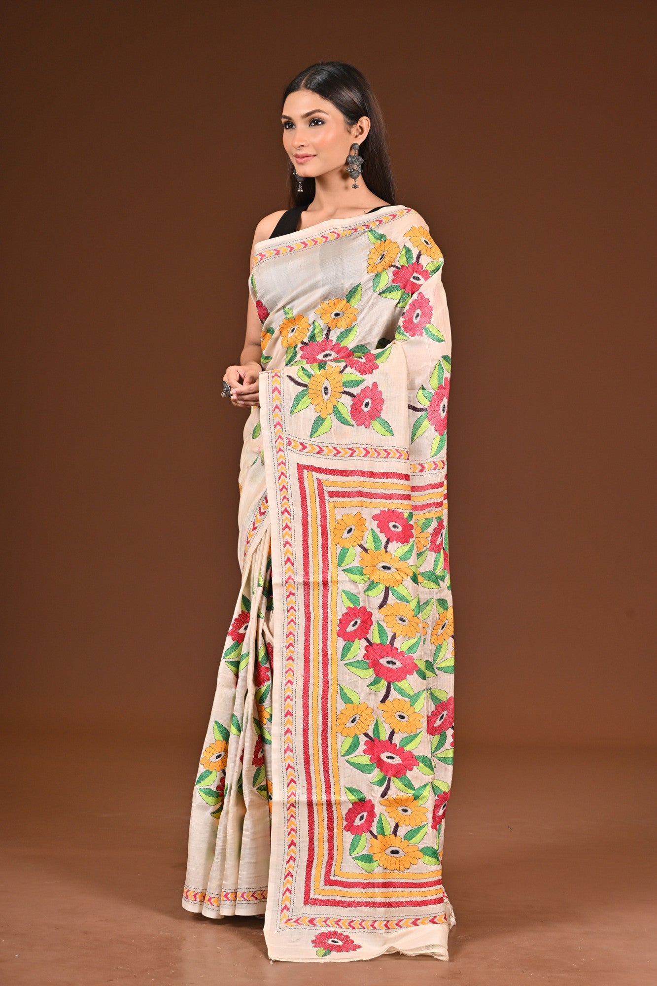 PURE  SILK KANTHA SAREE Thumbnail
