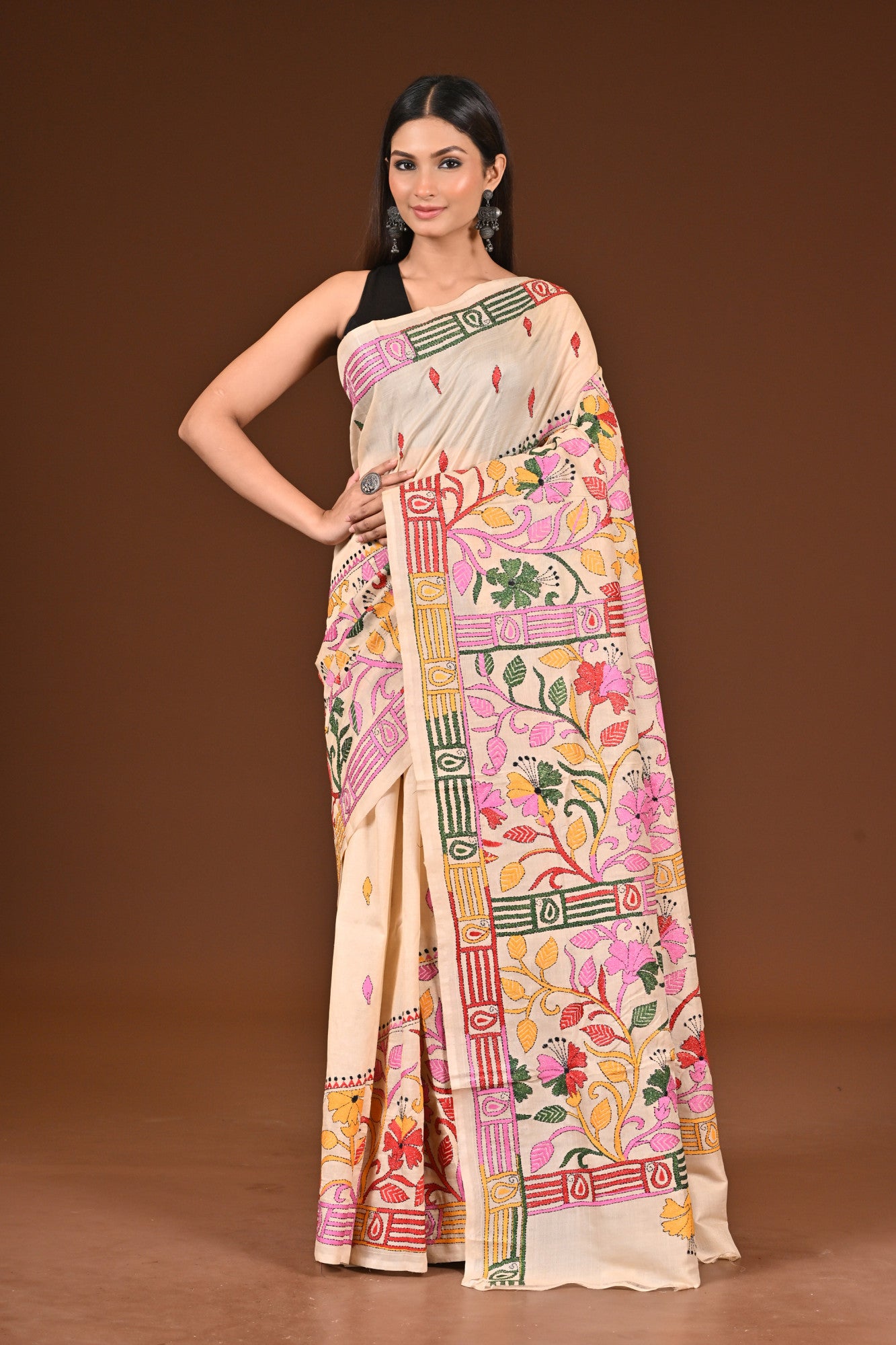 PURE  SILK KANTHA SAREE