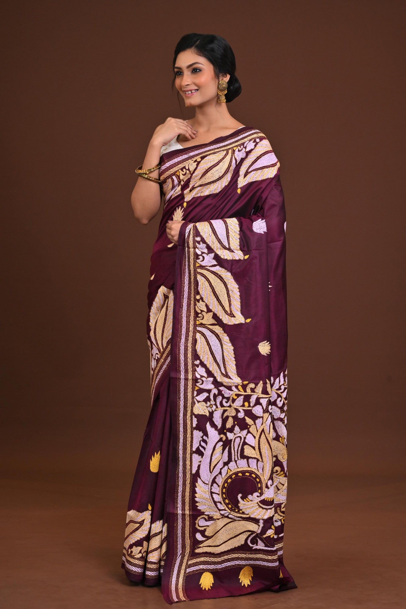 Pure Silk Kantha Saree Thumbnail